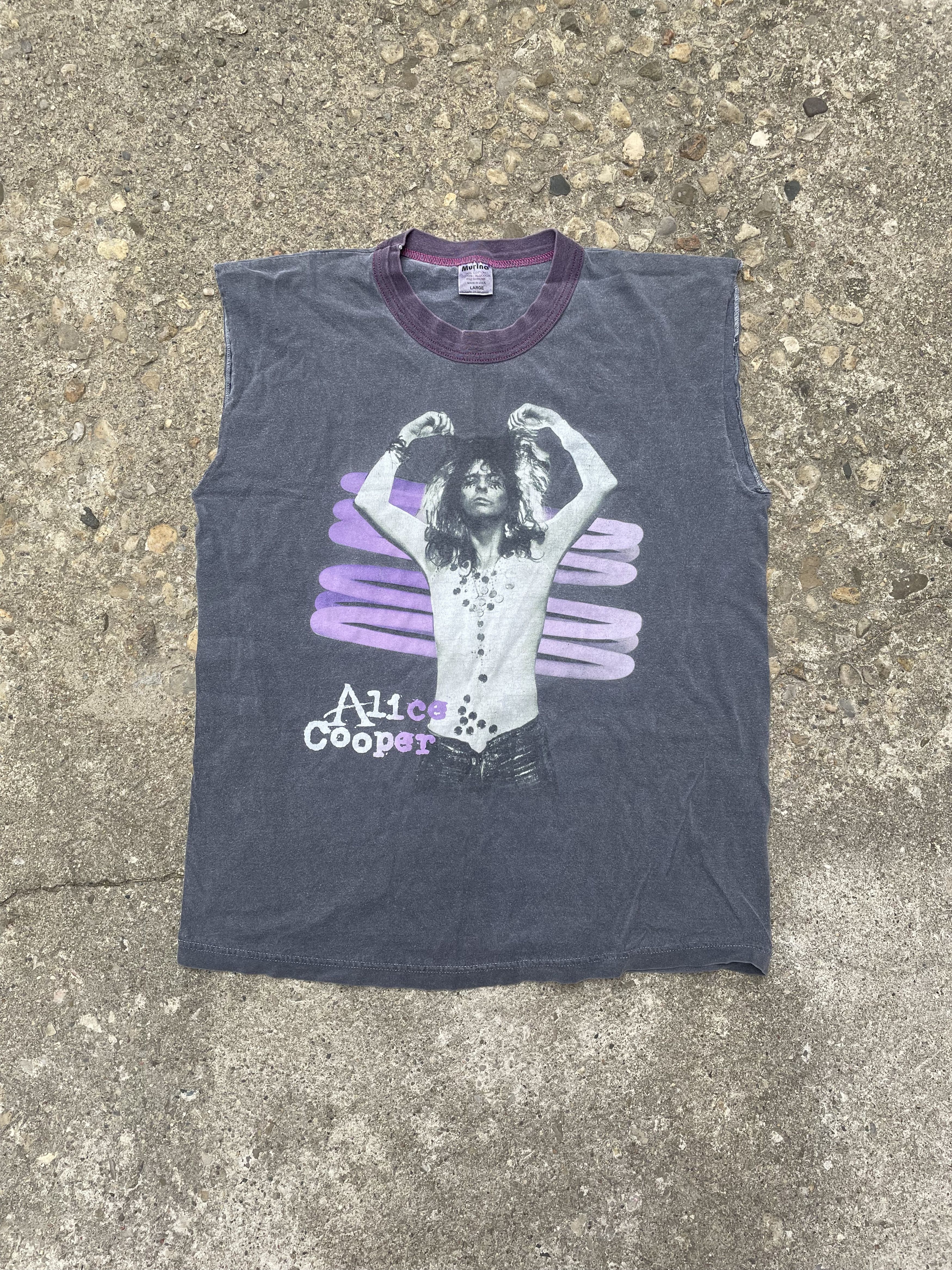 image of Band Tees x Made In USA VTG 1990's Alice Cooper Sleeveless Band T-Shirt in Black, Men's (Size Large