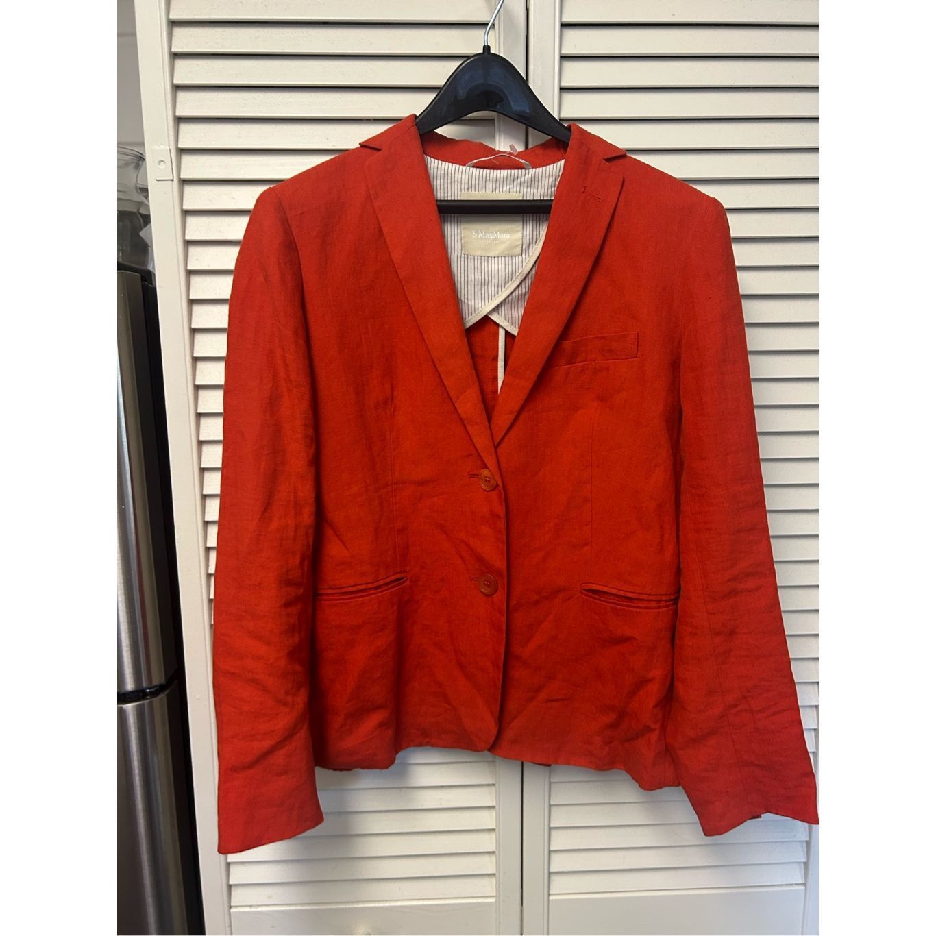 Max Mara Max Mara Linen Button Coral Orange Button Shell Blazer, *Siz Size M / US 6-8 / IT 42-44 - 6 Thumbnail