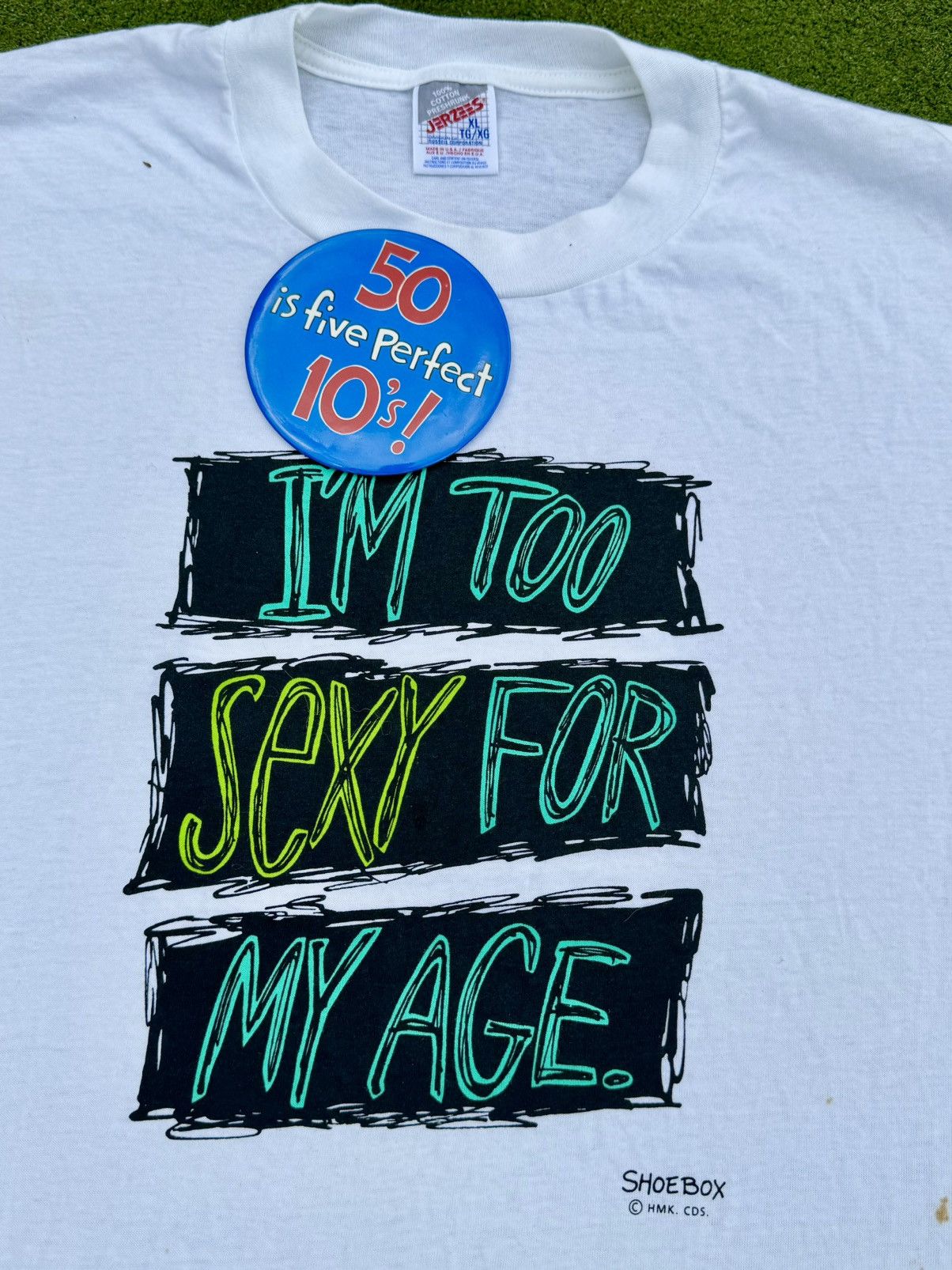 Jerzees × Vintage Vintage 50 Over The Hill Age 90’s Vintage Humor T-Shirt Size US XL / EU 56 / 4 - 1 Thumbnail