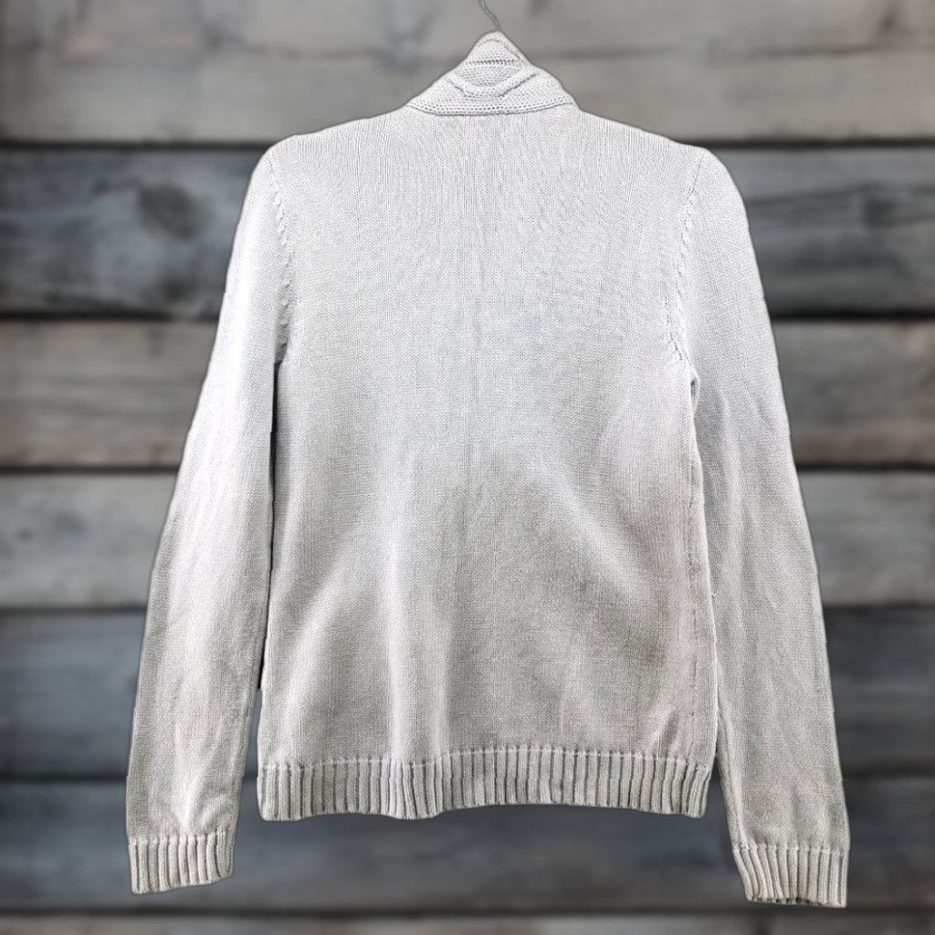 Ralph Lauren VINTAGE Lauren Ralph Lauren Shawl Collar Sweater Knit Dusty Gray Cotton Womens Medium M Blue Pullover V-Neck Long Sleeve Size M / US 6-8 / IT 42-44 - 1 Thumbnail