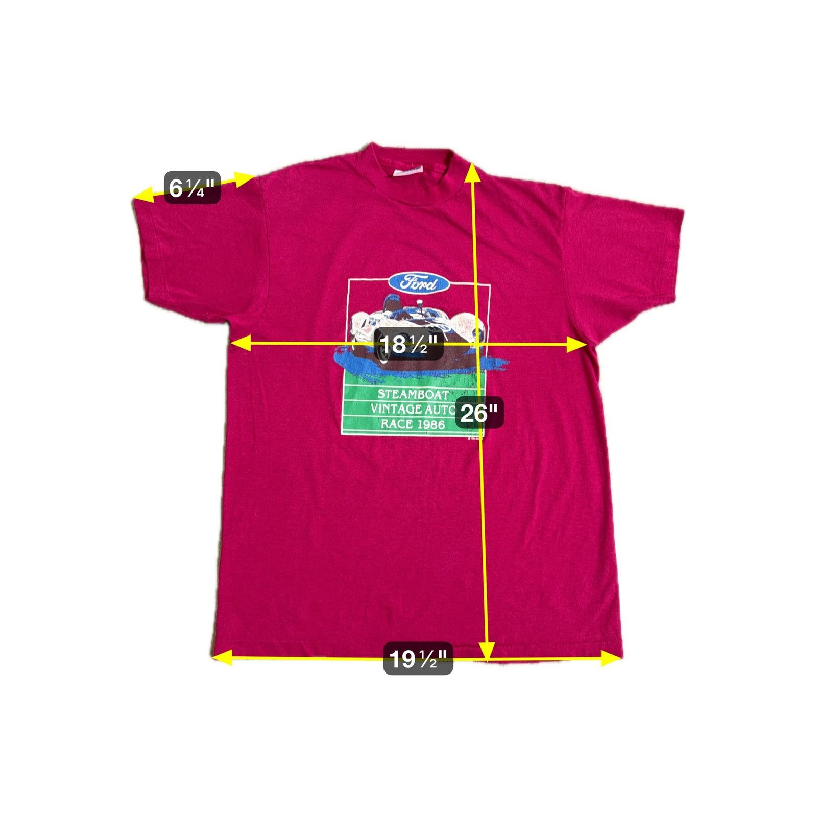 Hanes Vtg 1986 Steamboat Racing T-Shirt Ford Shelby Hanes Sz L Size US L / EU 52-54 / 3 - 8 Thumbnail