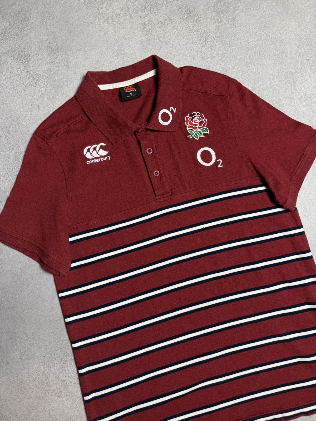 Canterbury of New Zealand England O2 Rugby Striped Cotton Polo Shirt Size US M / EU 48-50 / 2 - 3 Thumbnail