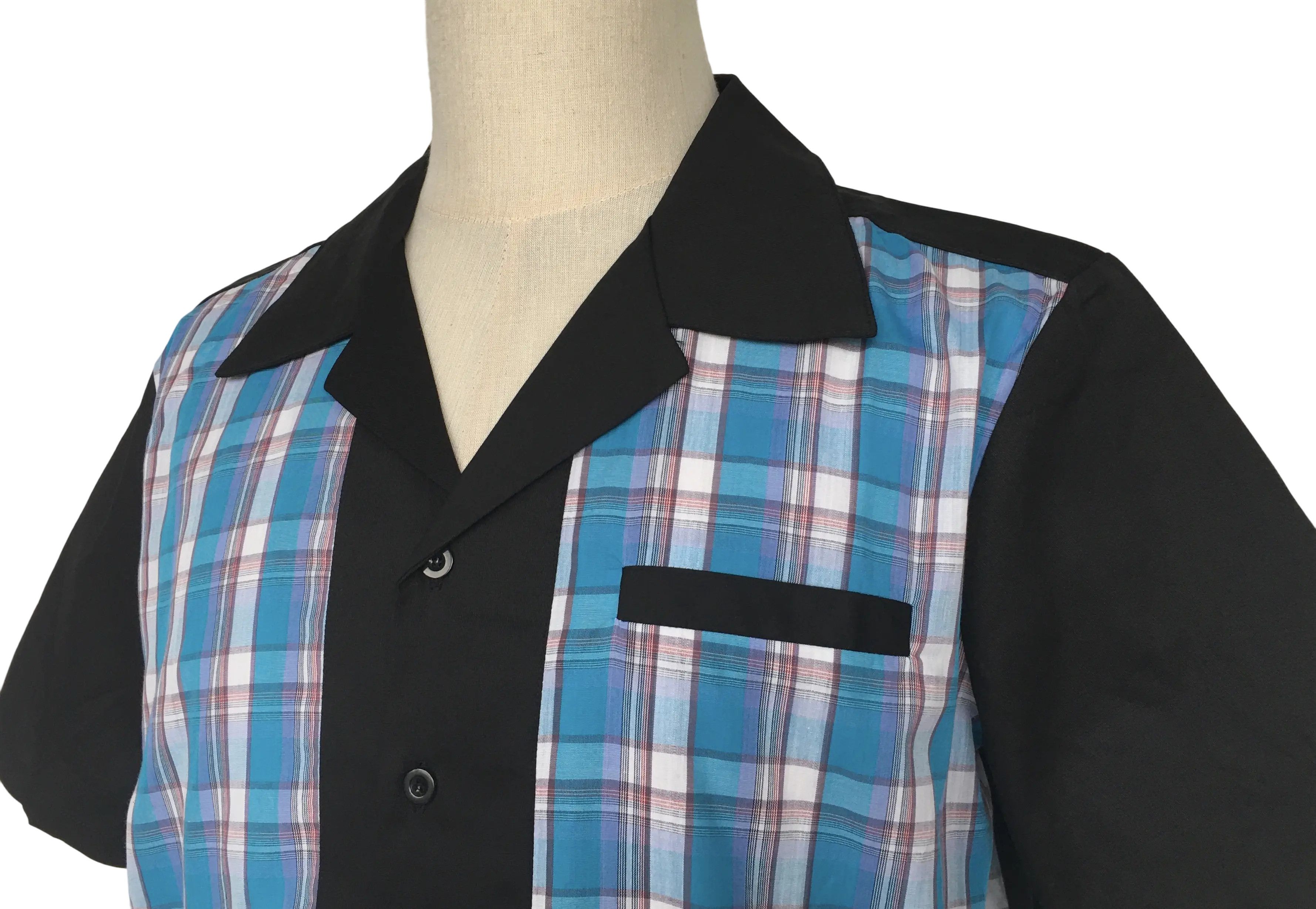 Other Black Contrast Blue Plaid Men Shirts Size US L / EU 52-54 / 3 - 4 Thumbnail