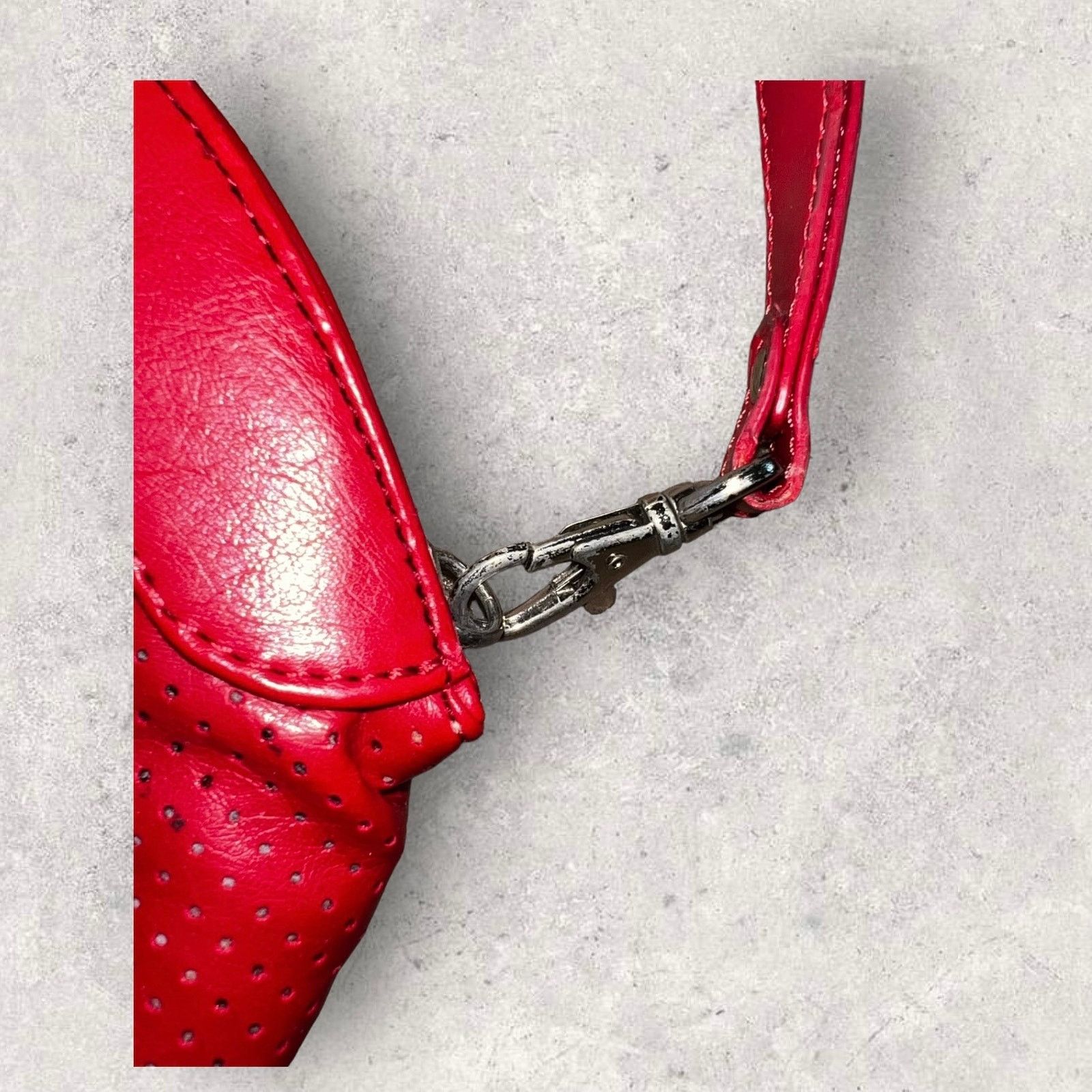 Other Vintage Candie’s Red Perforated Faux Leather Clutch Size ONE SIZE - 3 Thumbnail