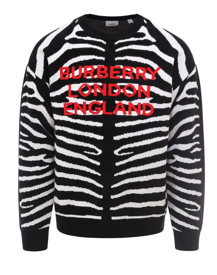 Burberry Burberry Zebra Logo Jacquard Knit Jumper Size US L / EU 52-54 / 3 - 1 Thumbnail