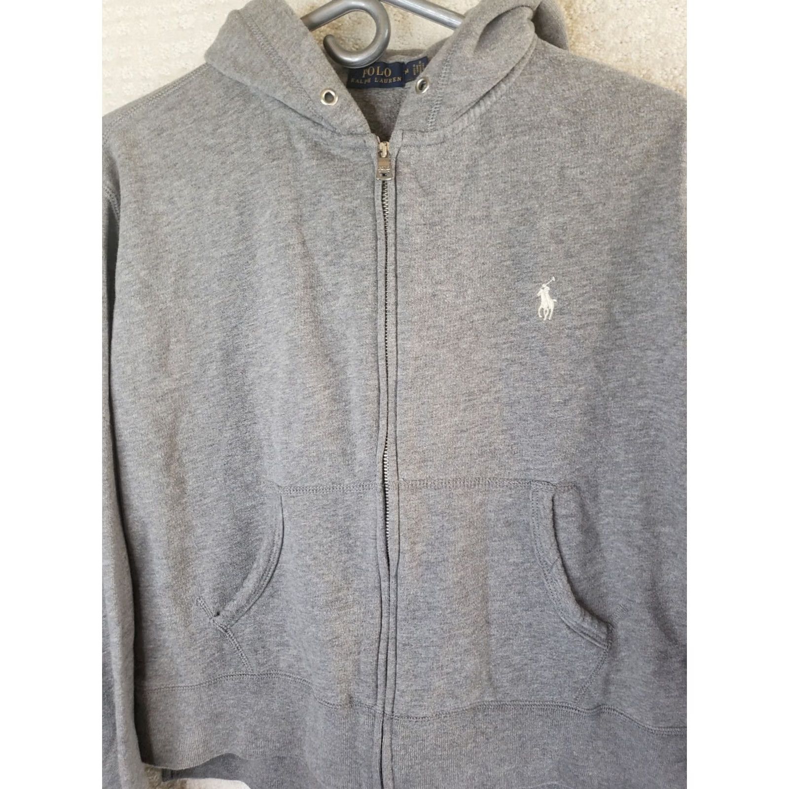 Polo Ralph Lauren Polo Ralph Lauren Hoodie Women's M Grey Jersey Zip Up Pockets Loose Fit Full Zip No Drawstring Size M / US 6-8 / IT 42-44 - 2 Thumbnail
