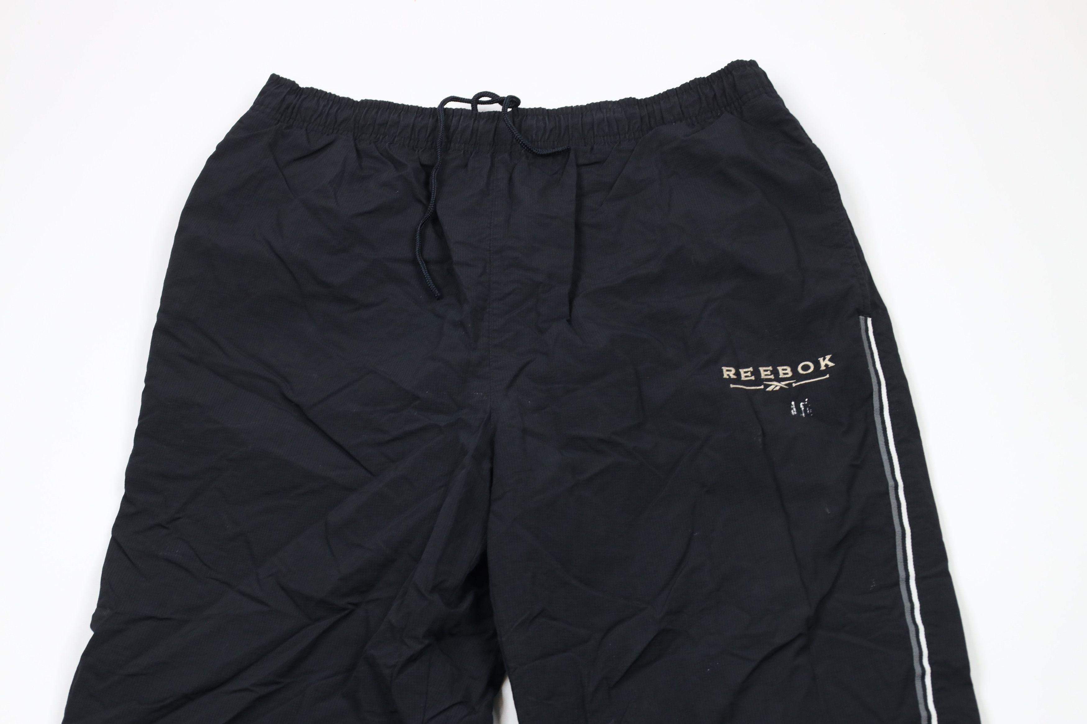 Reebok × Vintage Vintage 90s Reebok Spell Out Lined Striped Windbreaker Pants Size US 36 / EU 52 - 2 Thumbnail