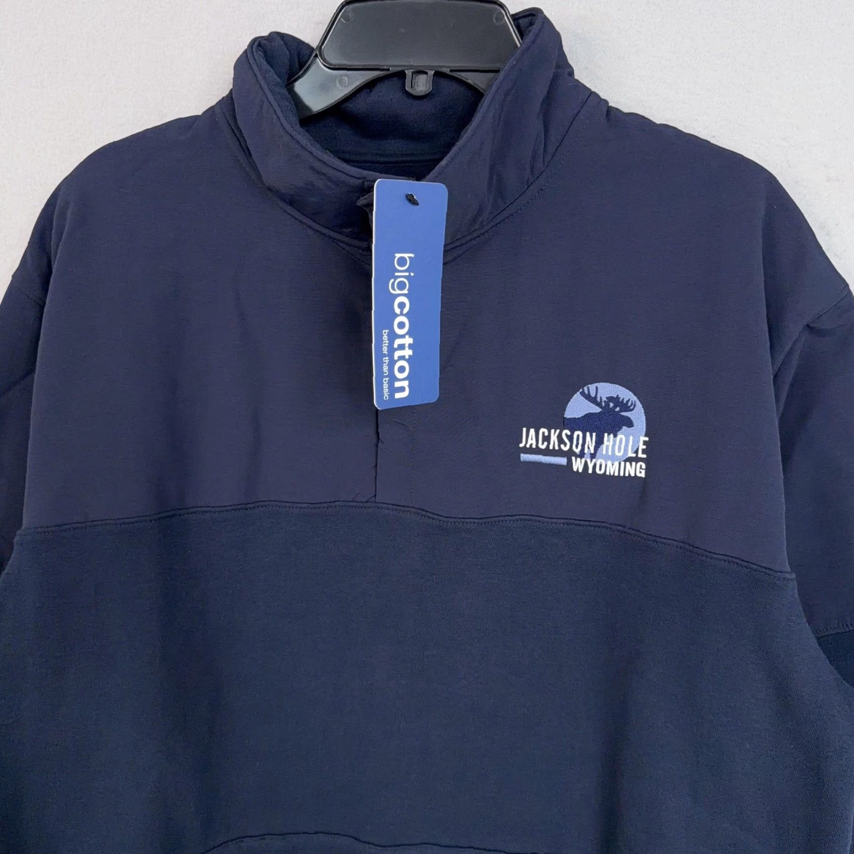Vintage bigcotton Jackson Hole Sweatshirt Mens L Blue Mock Neck Fleece Kangaroo Pocket Wyoming NWT Size US L / EU 52-54 / 3 - 2 Thumbnail