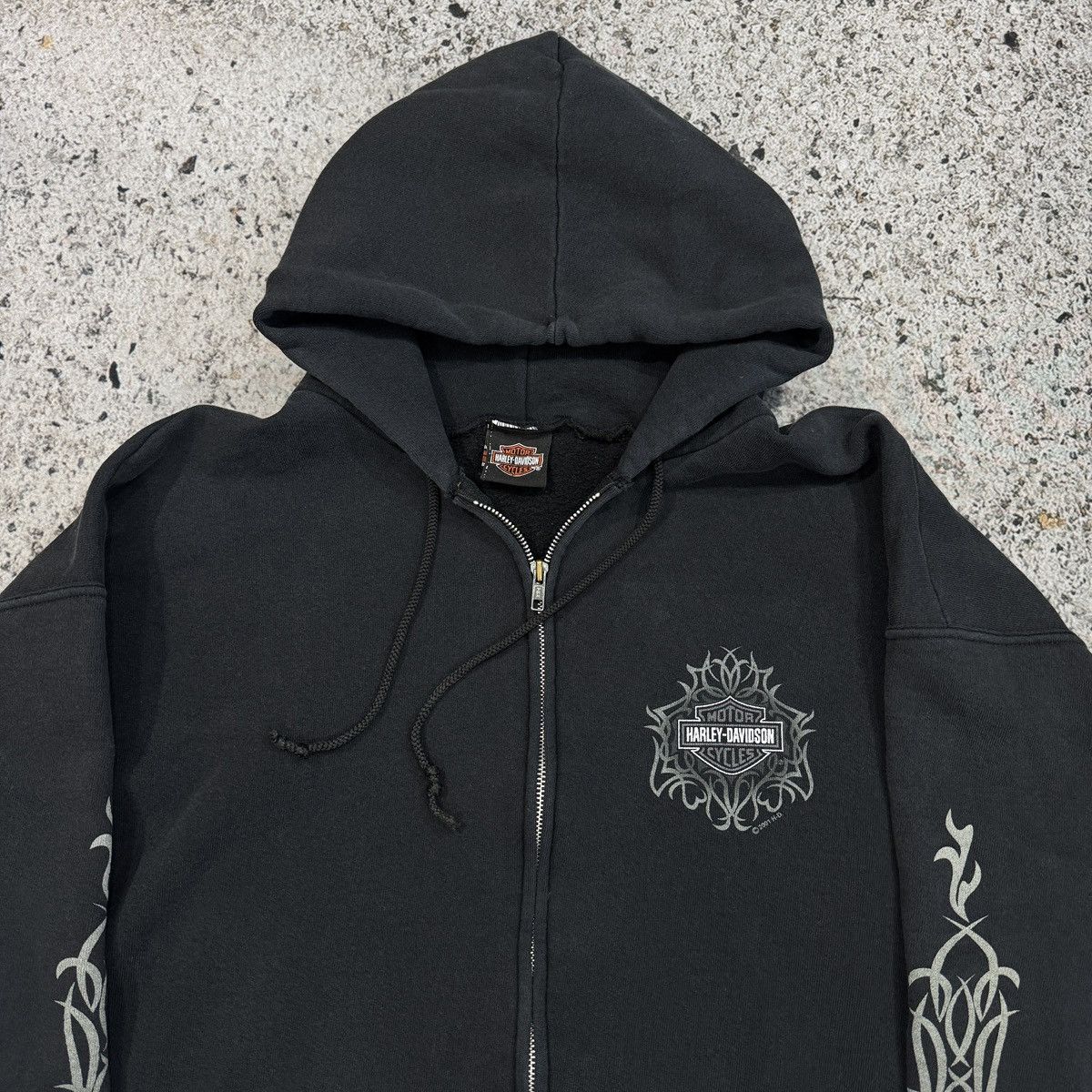 Harley Davidson Thrashed Faded Distressed Harley Hoodie ERD Grunge Chrome Size US XXL / EU 58 / 5 - 3 Thumbnail
