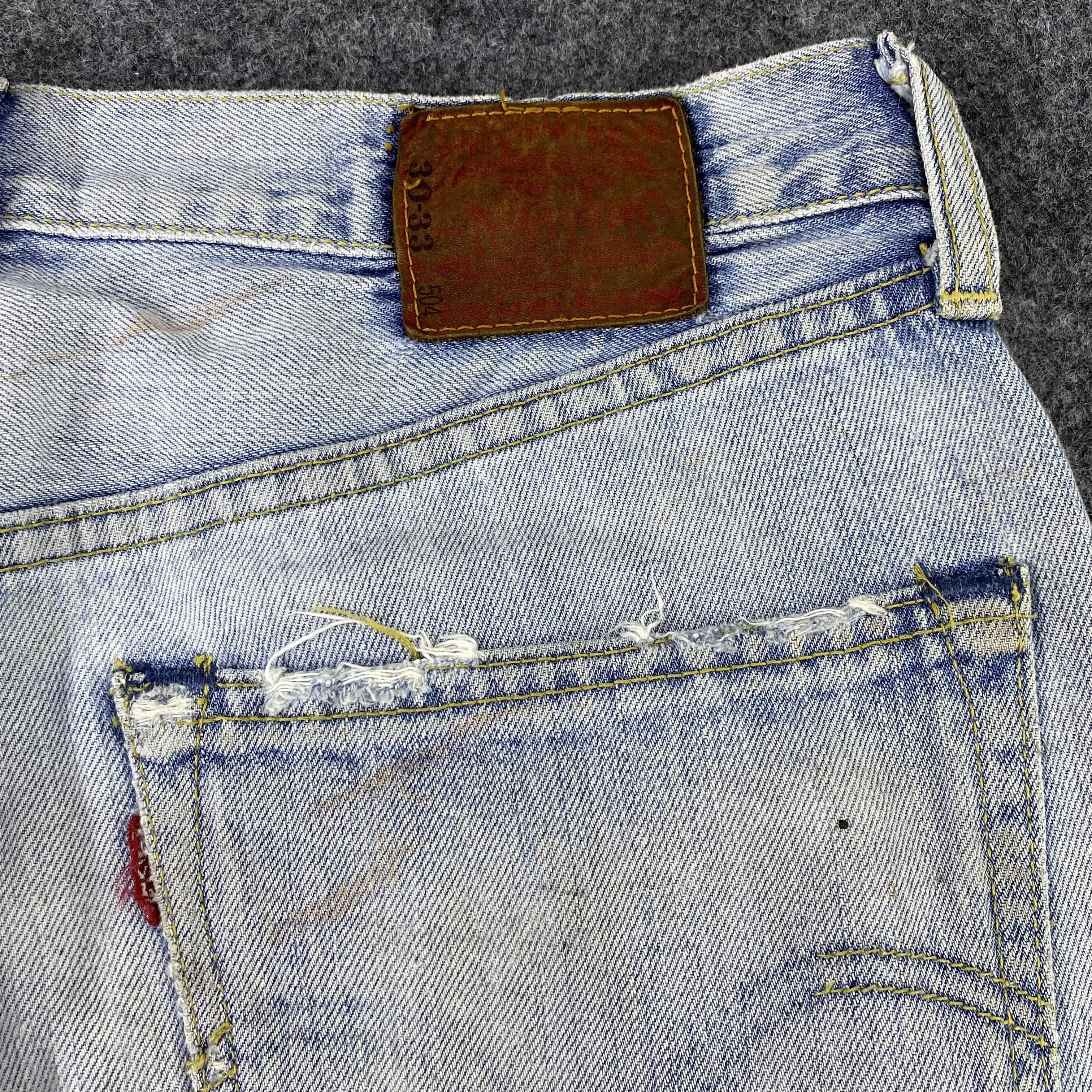 Jean × Levi's Vintage Levi's 504 Distress Blue Wash Jeans - J1150 Size US 32 / EU 48 - 16 Thumbnail