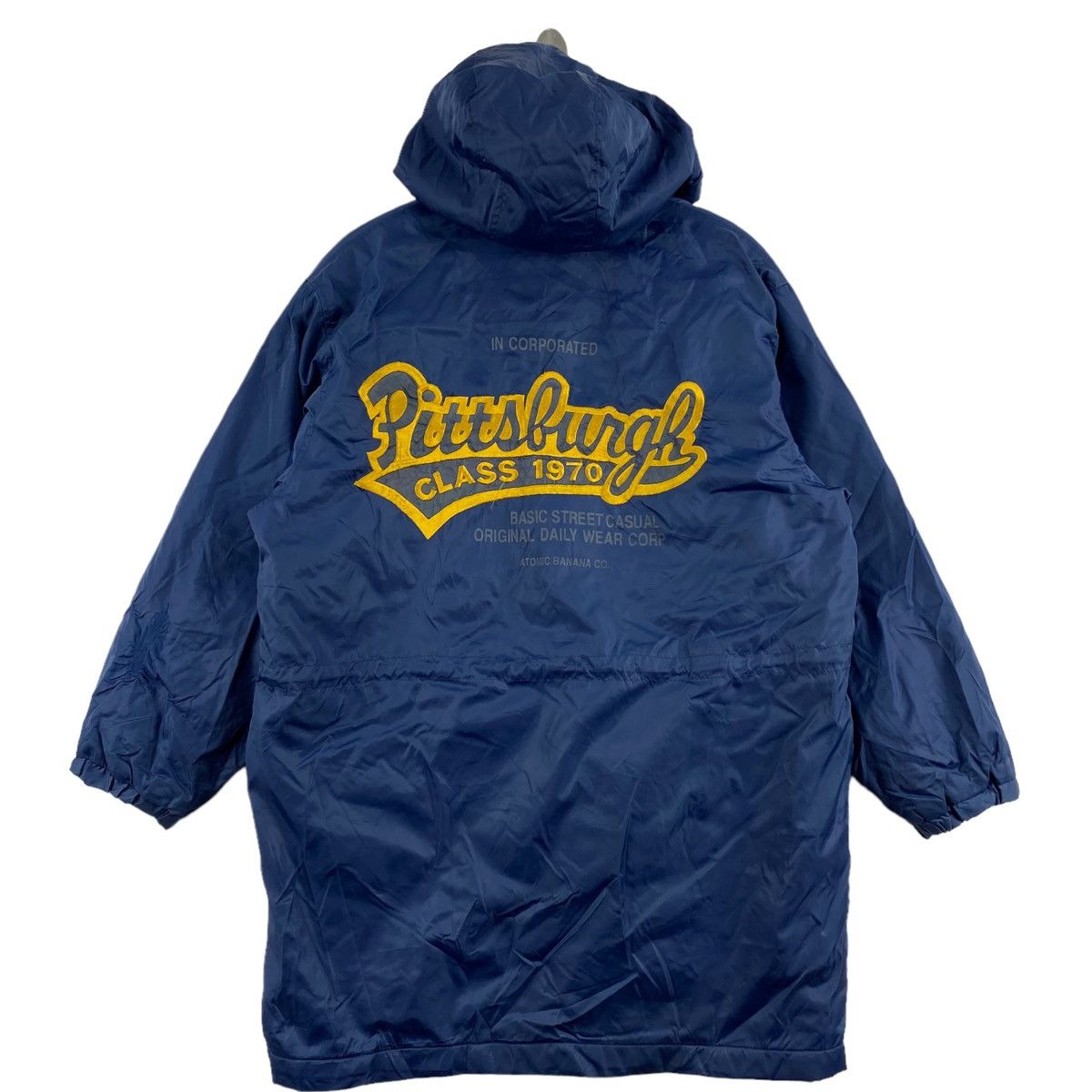 image of Vintage Pittsburgh Class 1970 Embroidered Navy Hooded Coach, Men's (Size Medium)