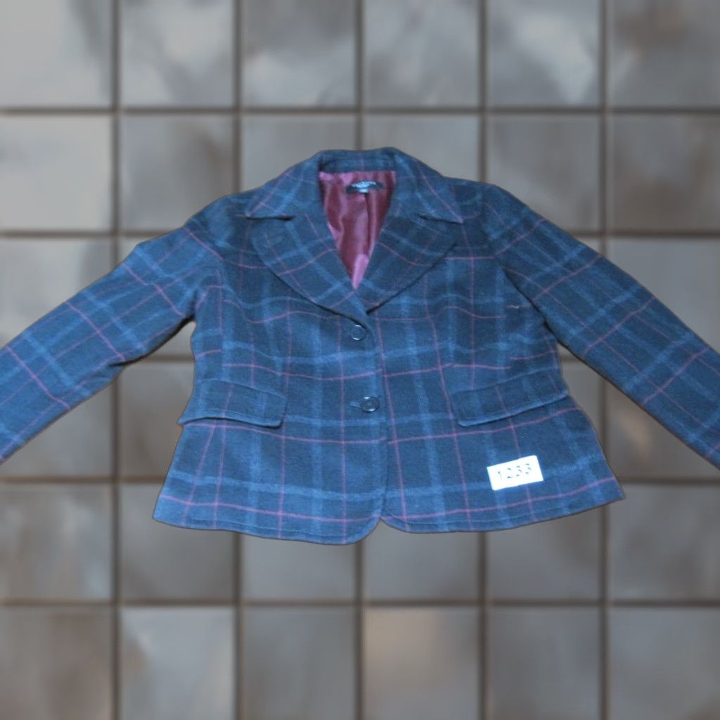 Talbots Blazer Women Single-Breasted Wool Blend Petite 14P Plaid Notch Lapel Multi color Jacket Mid-Length Womens Vintage? No; Casual Business