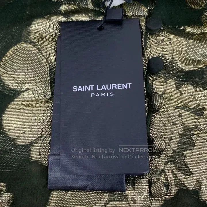 Saint Laurent Paris YSL Dark Green Gold Floral Silk Dress. Size XS / US 0-2 / IT 36-38 - 7 Thumbnail