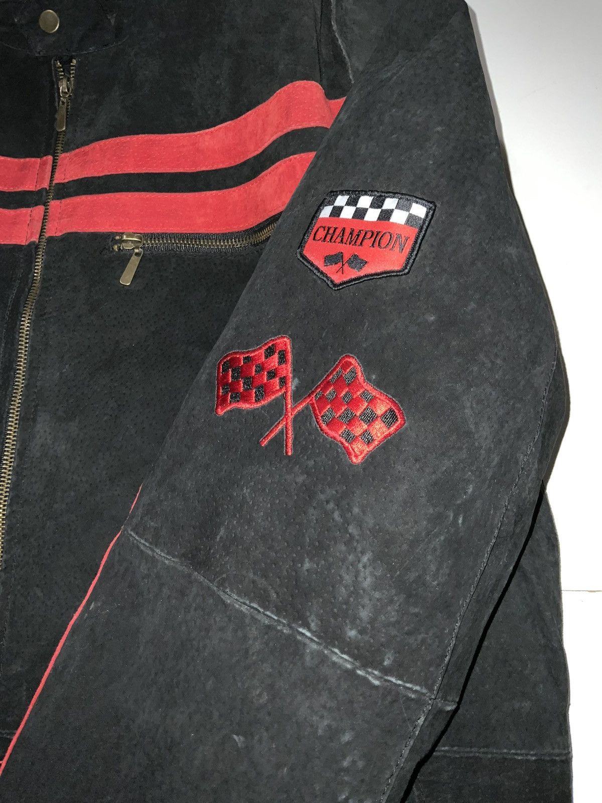 Vintage VTG Y2K Suede Leather Cafe Racer Stripe Motorcycle Jacket Size US L / EU 52-54 / 3 - 6 Thumbnail