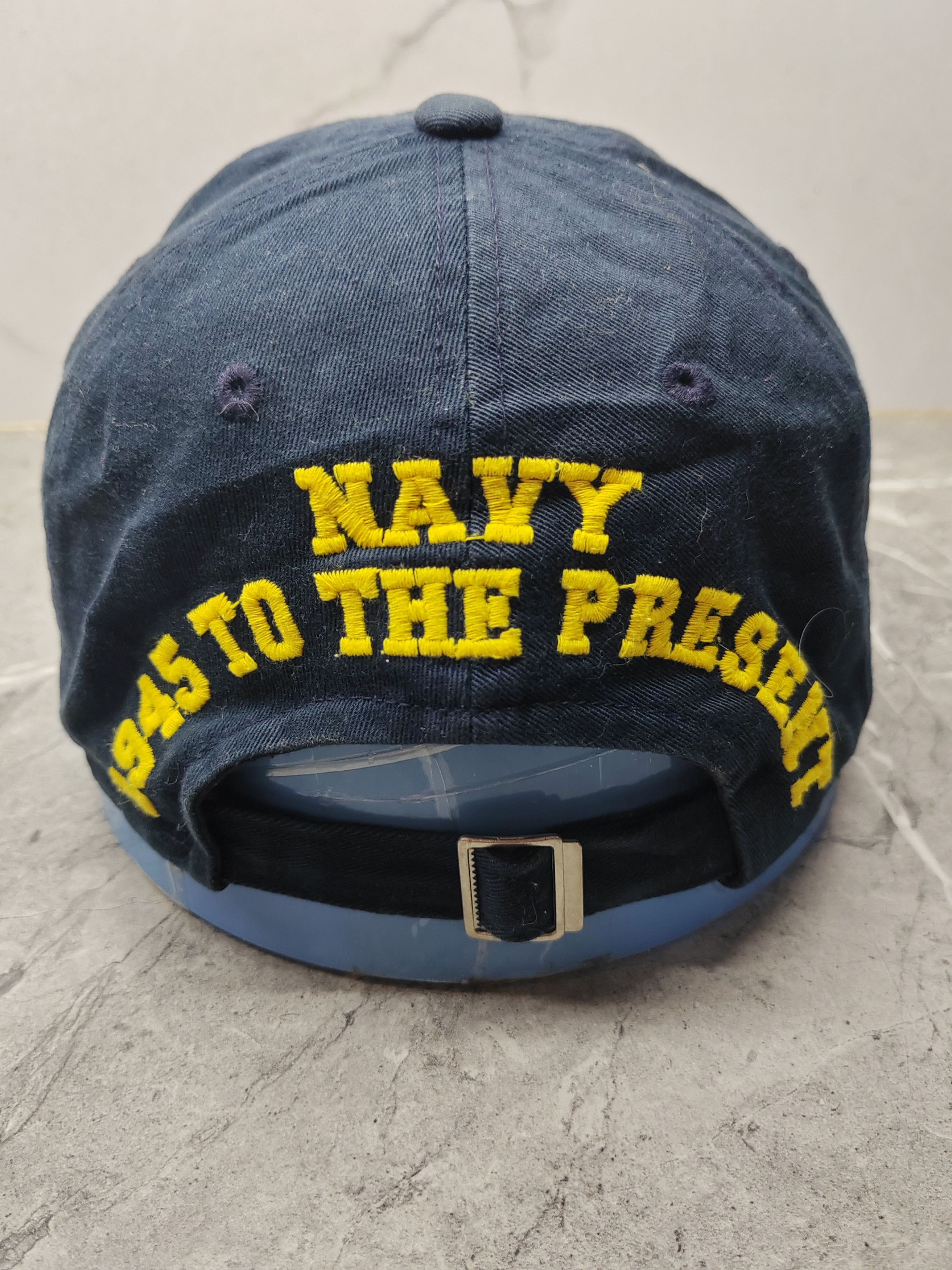 Vintage Vintage Navy Distressed Style Cap Hat Size ONE SIZE - 5 Thumbnail