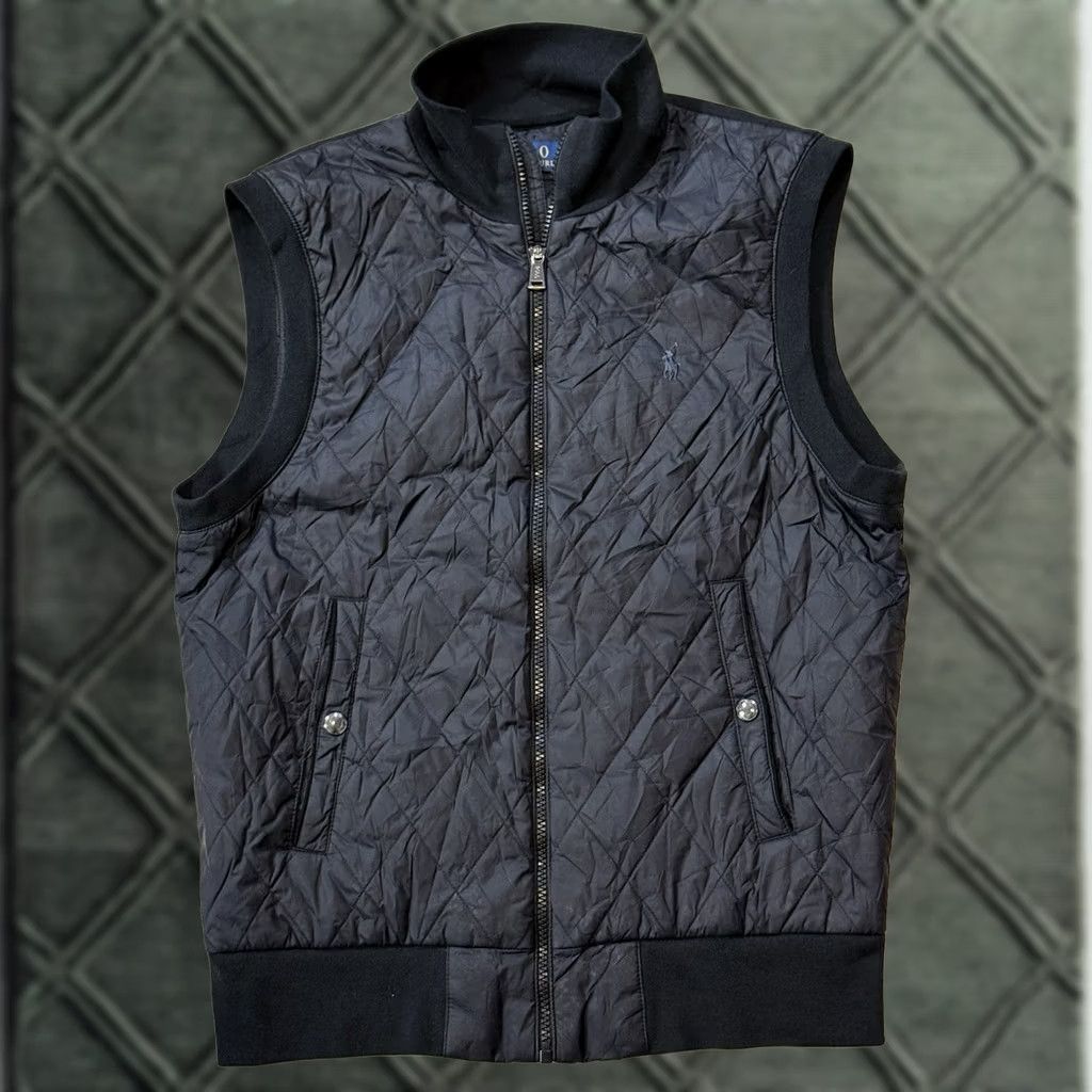 Ralph Lauren Polo Ralph Lauren Vest Quilted Sleeveless Black Diamond Nylon Softshell Zip Mid-Length Stand-Up Collar Men S Small Size US S / EU 44-46 / 1 - 1 Thumbnail