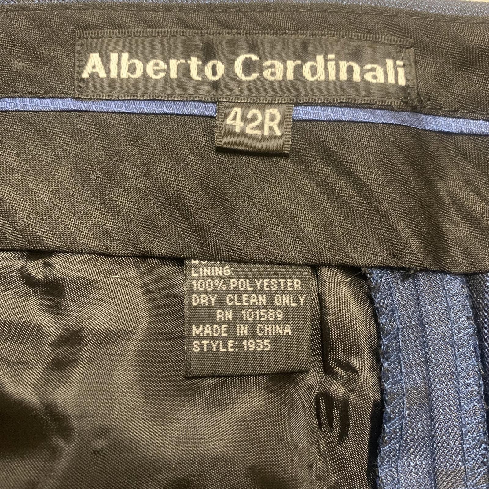 Other Alberto Cardinali Men's 42R x 30.5L Navy Plaid Pants Size 50R - 2 Thumbnail