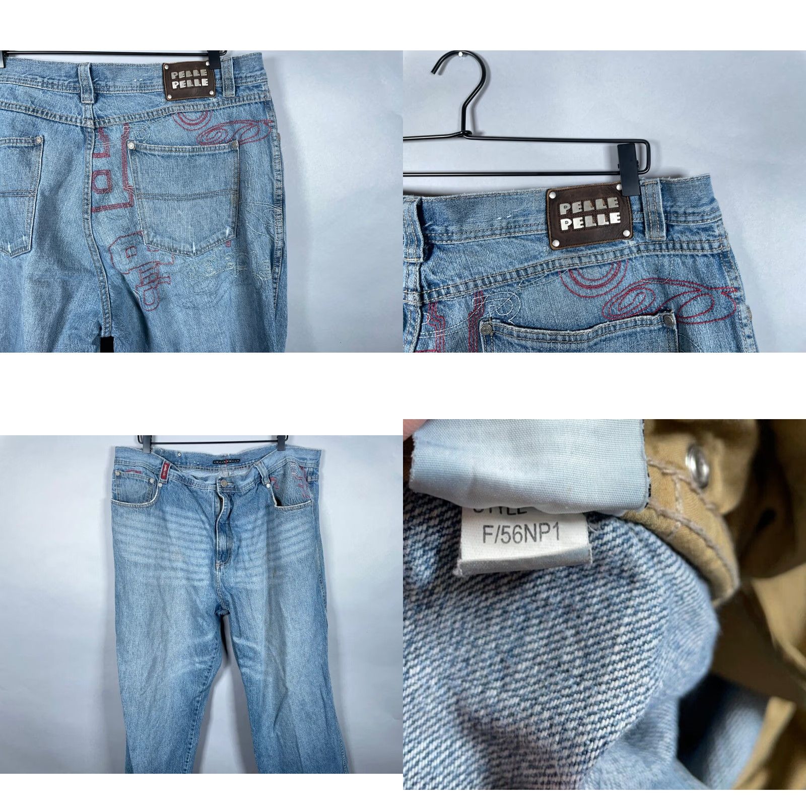 Pelle Pelle VINTAGE Pelle Pelle Jeans Men's 42 x 31 Baggy Fit Blue Embroidered 90s Hip Hop Denim Straight Baggy 5-Pocket Mens Size US 42 / EU 58 - 9 Thumbnail
