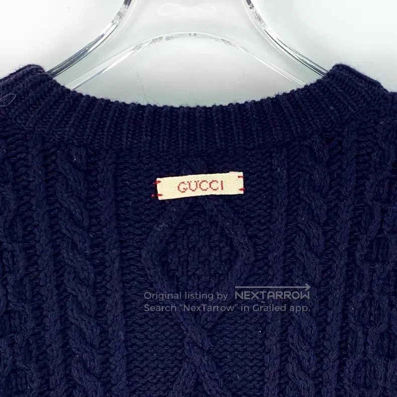Gucci Gucci 22 dark blue twisted jacquad wool round-neck long-sl Size US XS / EU 42 / 0 - 5 Thumbnail