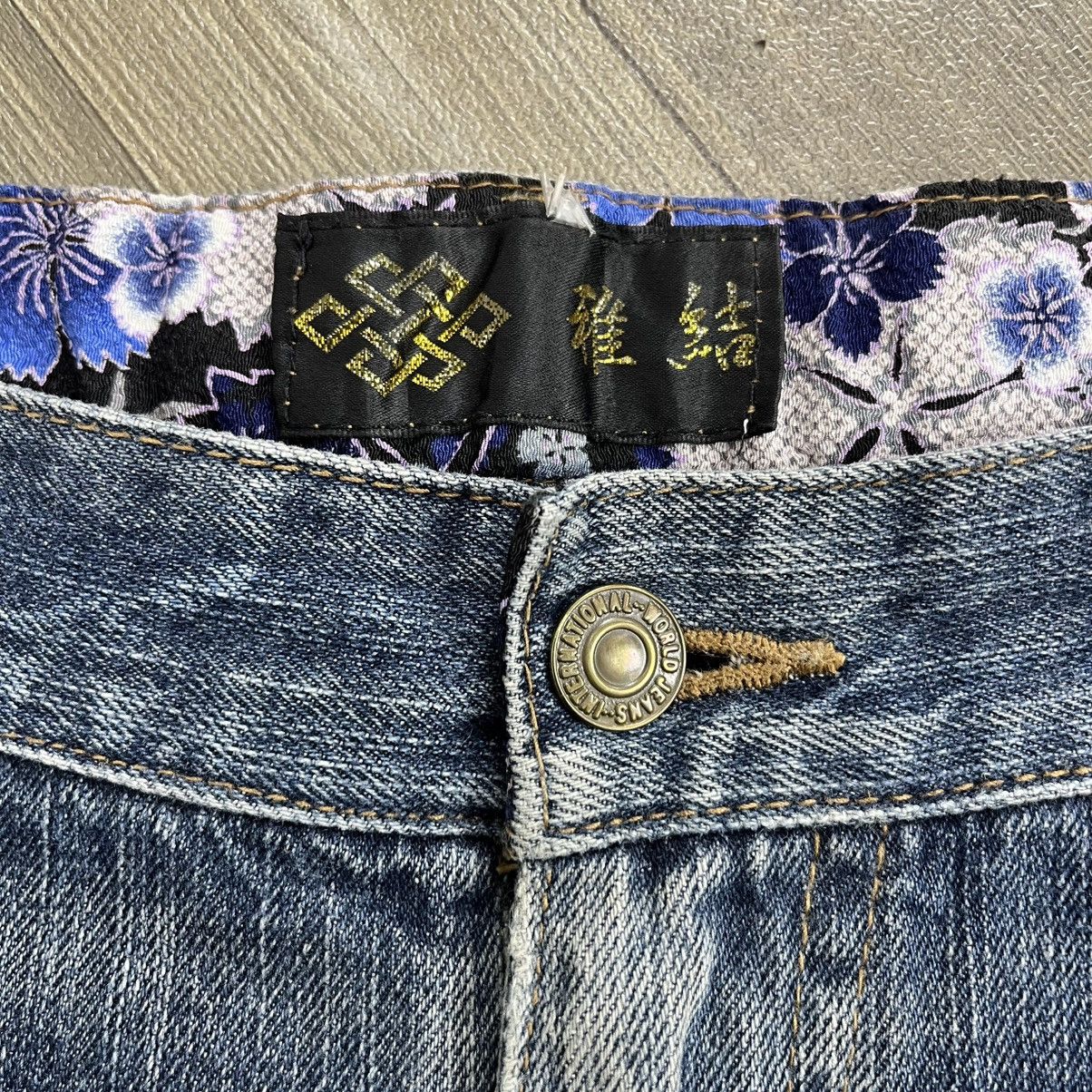 Ed Hardy Vintage Karakuri Tamashii Koi Flowers Embroidery Jeans Y2K Size US 32 / EU 48 - 12 Thumbnail