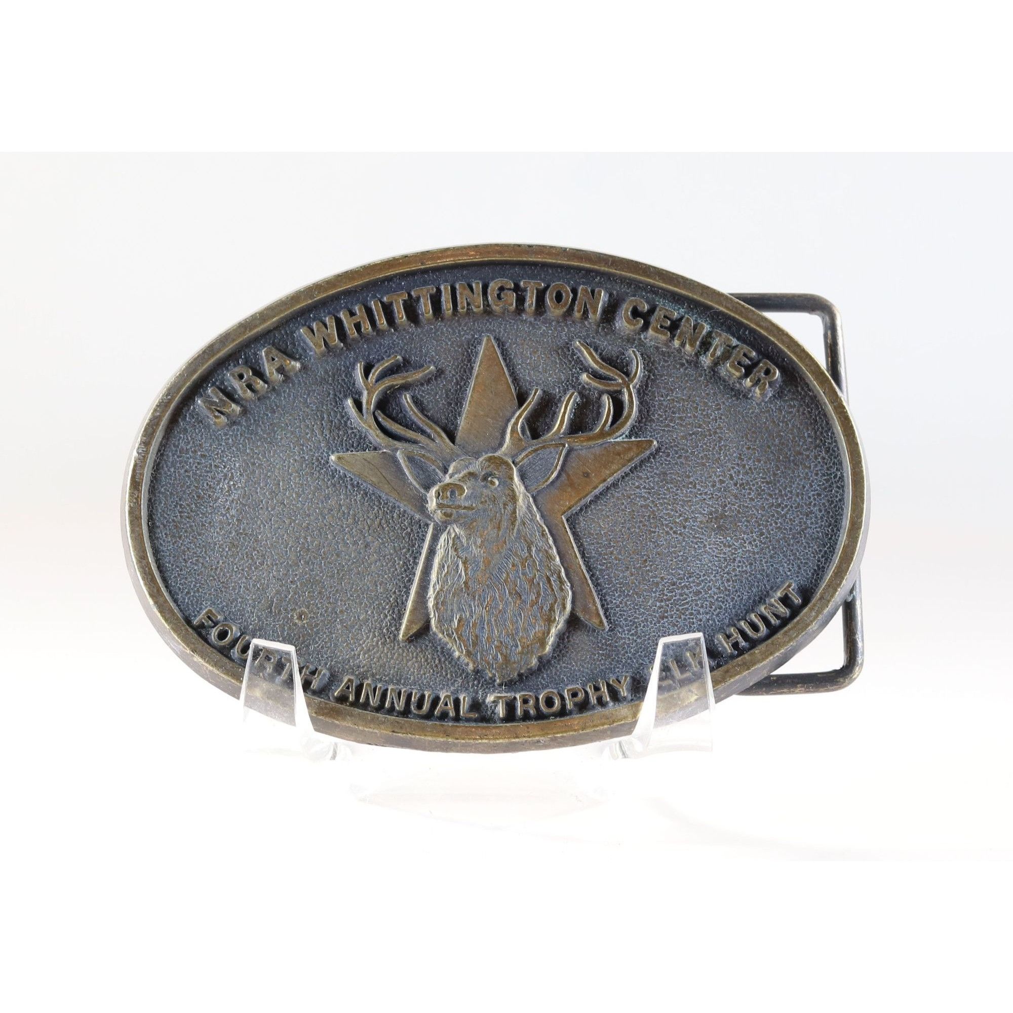 Vintage Belt Buckle NRA Fourth Annual Trophy Elk Hunt Brass Buckle Size ONE SIZE - 2 Thumbnail
