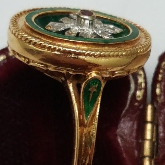 Other Victorian Enamel 750(18k) Yellow Gold Genuine Ruby Diamonds Size ONE SIZE - 3 Thumbnail