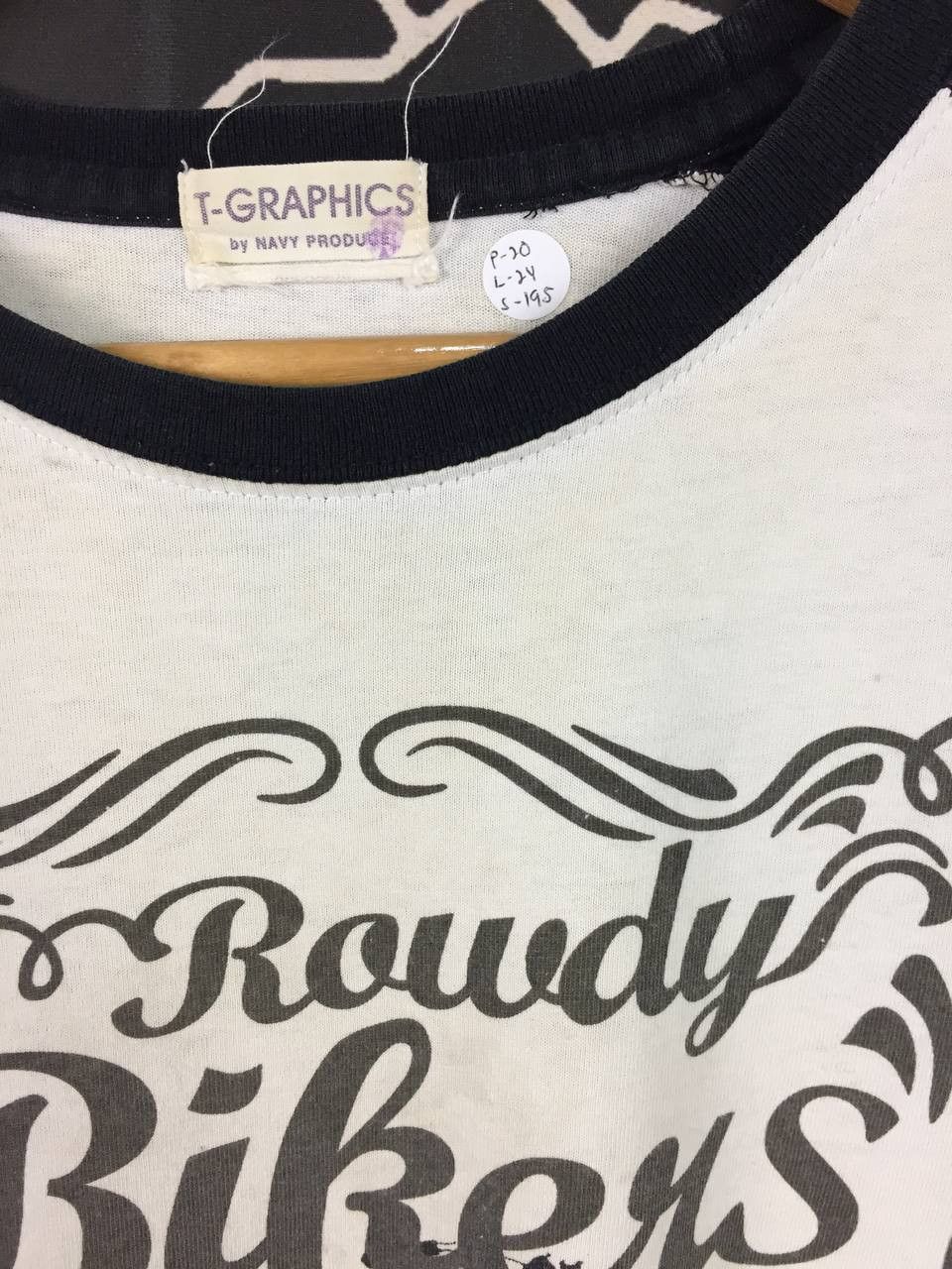 Vintage T-Graphics By Navy Produce Rowdy Bikers MC Raglan Tee Size US M / EU 48-50 / 2 - 10 Thumbnail