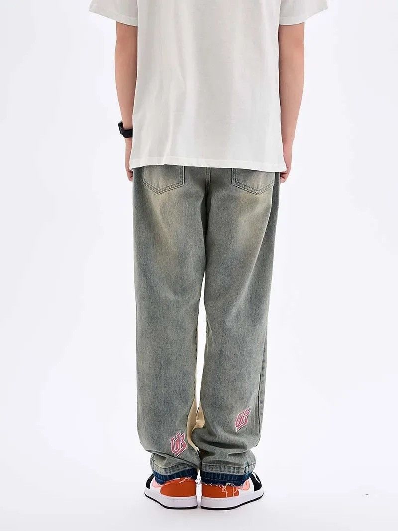 Japanese Brand × Jean Washed distressed embroidered lettering jeans Size US 34 / EU 50 - 4 Thumbnail