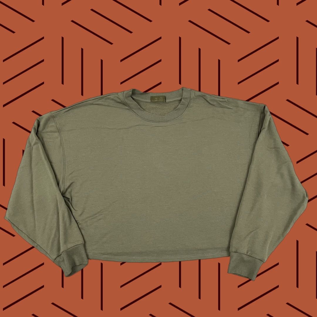 Vintage VINTAGE Nuuds Women's Cropped Sweatshirt Pullover Athletic Lounge All Seasons Green Small Size S / US 4 / IT 40 - 1 Thumbnail
