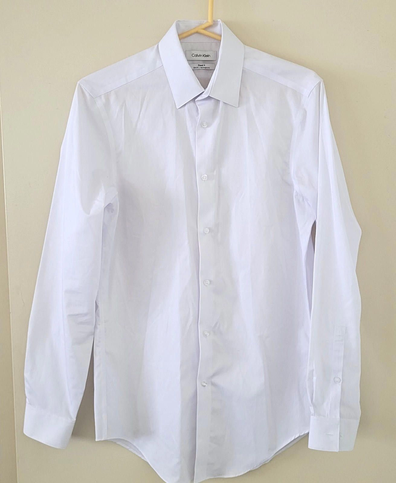 Calvin Klein Calvin Klein Steel+ Men’s Small Button Shirt White Slim Fit Size US S / EU 44-46 / 1 - 1 Thumbnail