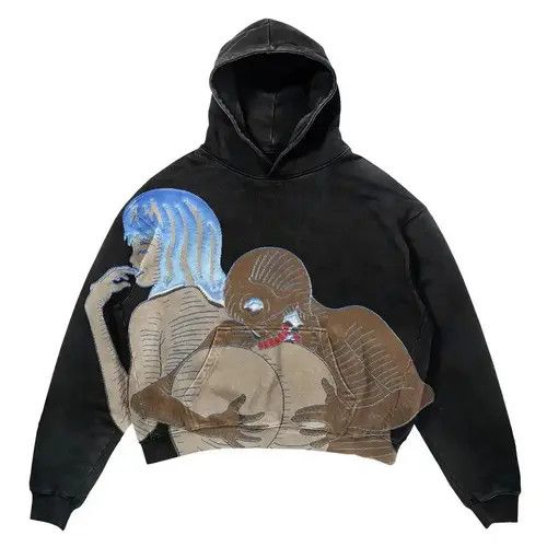 VIBE Vintage Streetwear Skeleton Graphic Hoodie Punk Gothic Style Size US XL / EU 56 / 4 - 1 Thumbnail