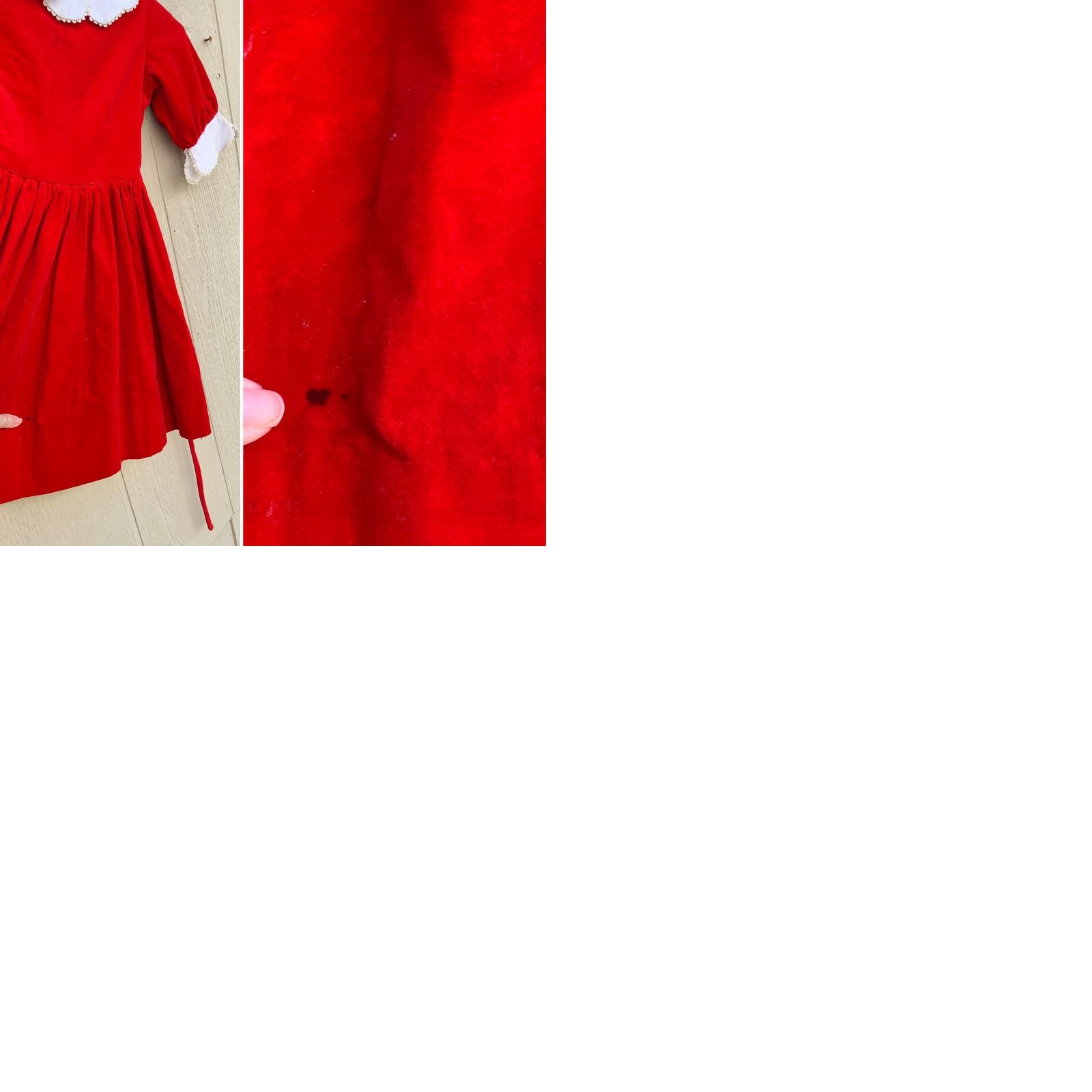 Velvet Vintage Cater Frock New Braunfels, Tex Dress Red Velvet W/ White 6 Dress Girls Slim? Size ONE SIZE - 9 Thumbnail