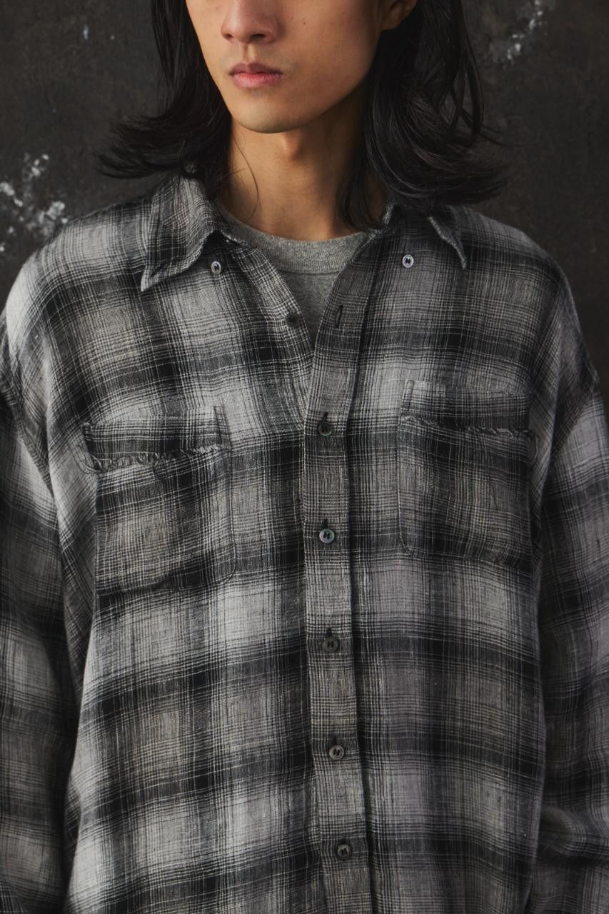Other Name. Ombre Plaid Shirt Frayed Hem Linen Checked Shirt Size US S / EU 44-46 / 1 - 1 Thumbnail