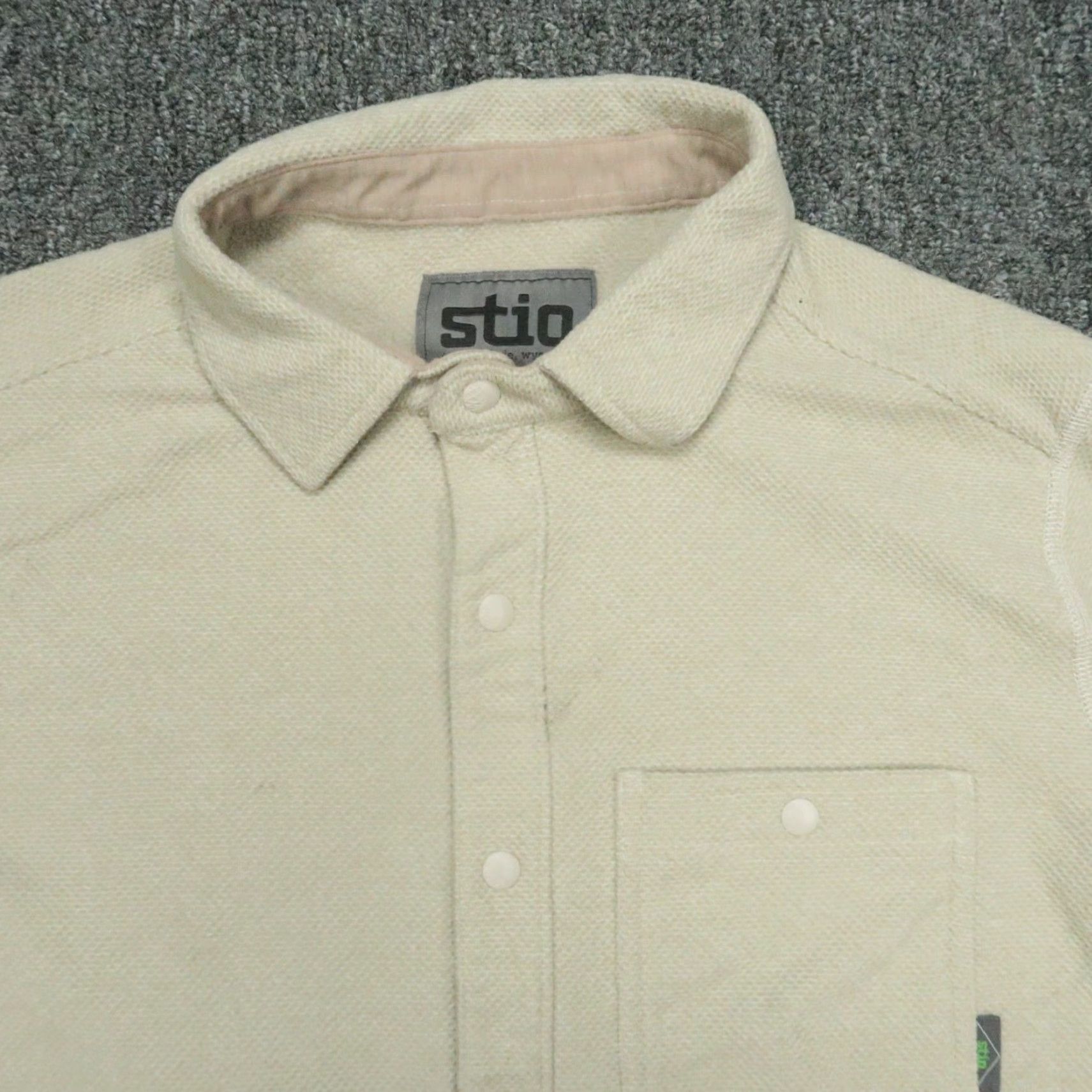 Vintage Stio Shirt Mens M Beige Snap Front Textured Lined Long Sleeve Button-Up Casual Workwear 41 in Chest Regular Size US M / EU 48-50 / 2 - 2 Thumbnail