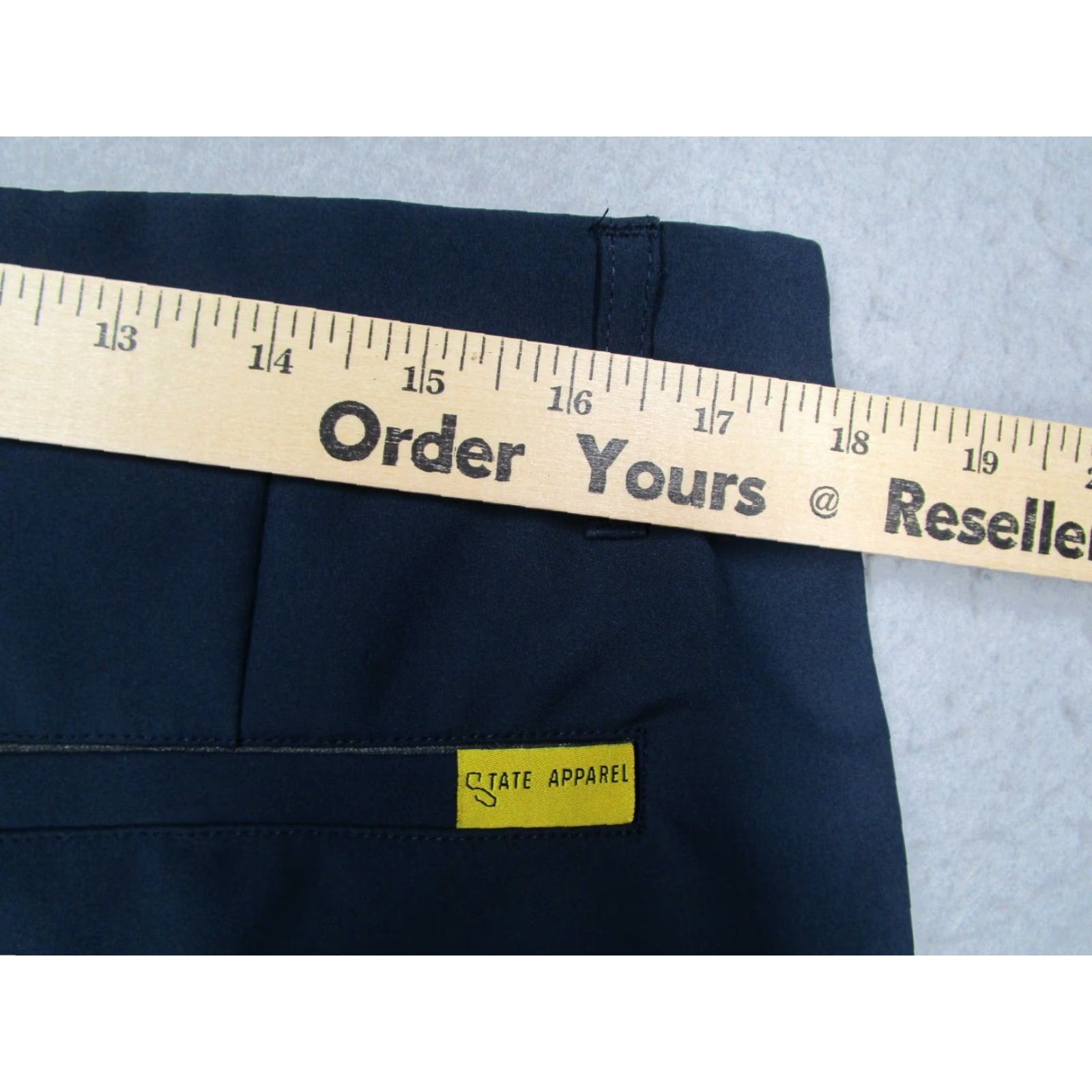 Vintage STATE APPAREL Men's Blue flat front COMPETITION pants 34x33 Zip 5-Pocket Chino polyester spandex Made in USA Vintage: No (adjusted not allowed). Size US 34 / EU 50 - 4 Thumbnail