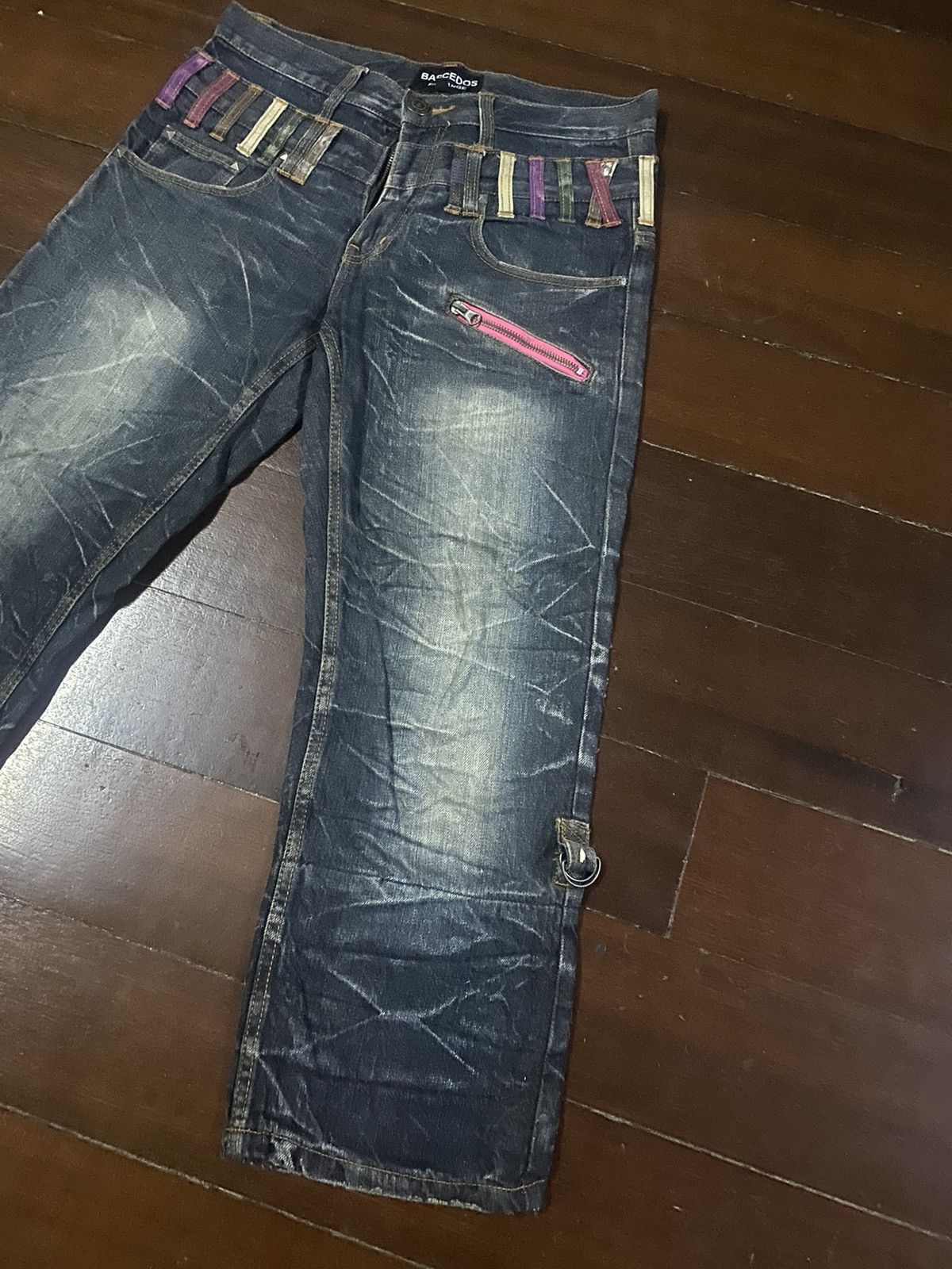 Designer × Japanese Brand Fire 🔥 BARCEDOS EXCHANGE double waist short jeans Size US 31 - 4 Thumbnail