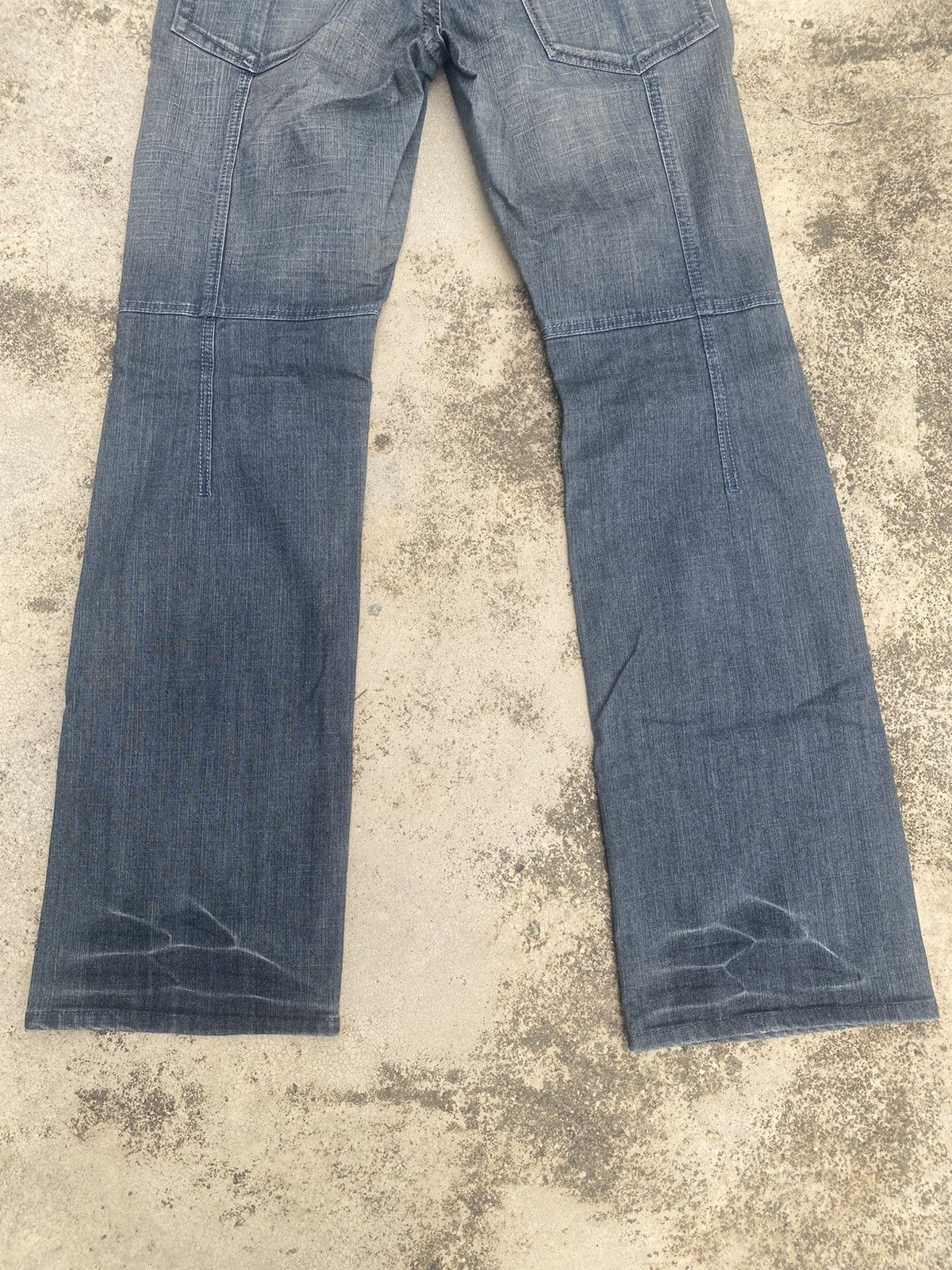 If Six Was Nine × Le Grande Bleu (L.G.B.) × Marithe + Francois Girbaud Flare Jeans Marithe Francois Girbaud Faded Denim Jeans Size US 34 / EU 50 - 21 Thumbnail