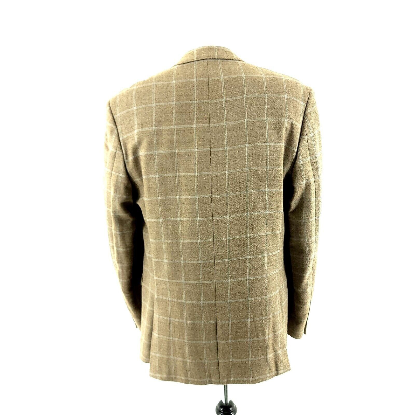 Joseph Abboud Joseph Abboud Silk Bamboo 2 Button Sport Coat Tan Sharkskin Size 40L - 5 Thumbnail