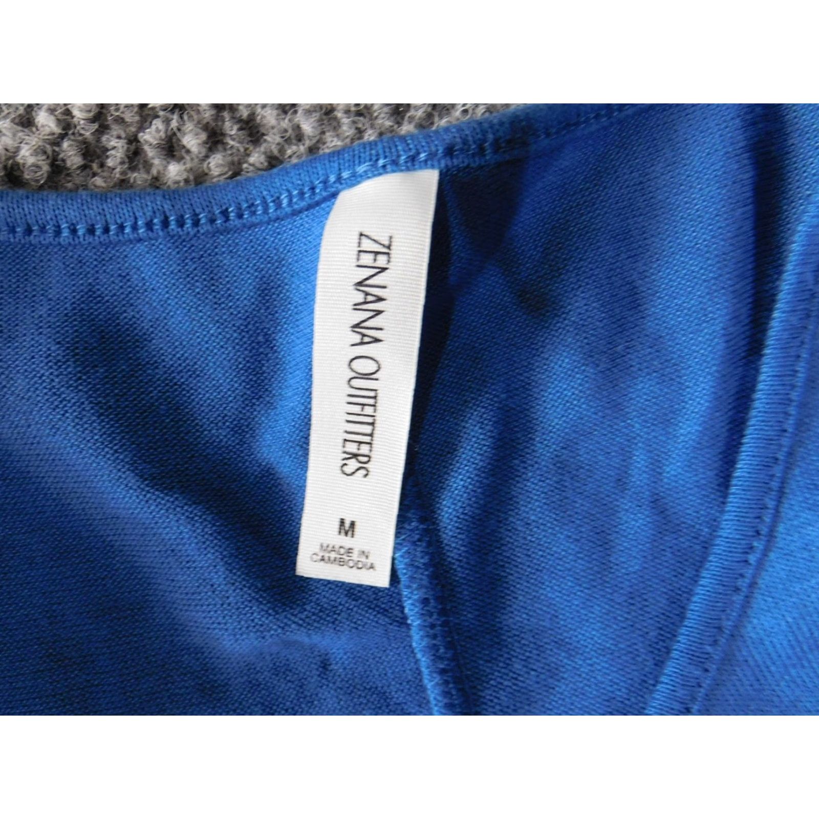 Vintage zenana outfitters dress Midi Blue stretch A-Line Womens M Crew Neck Zip Puff Sleeve Crochet Solid Newport? Size M / US 6-8 / IT 42-44 - 5 Thumbnail