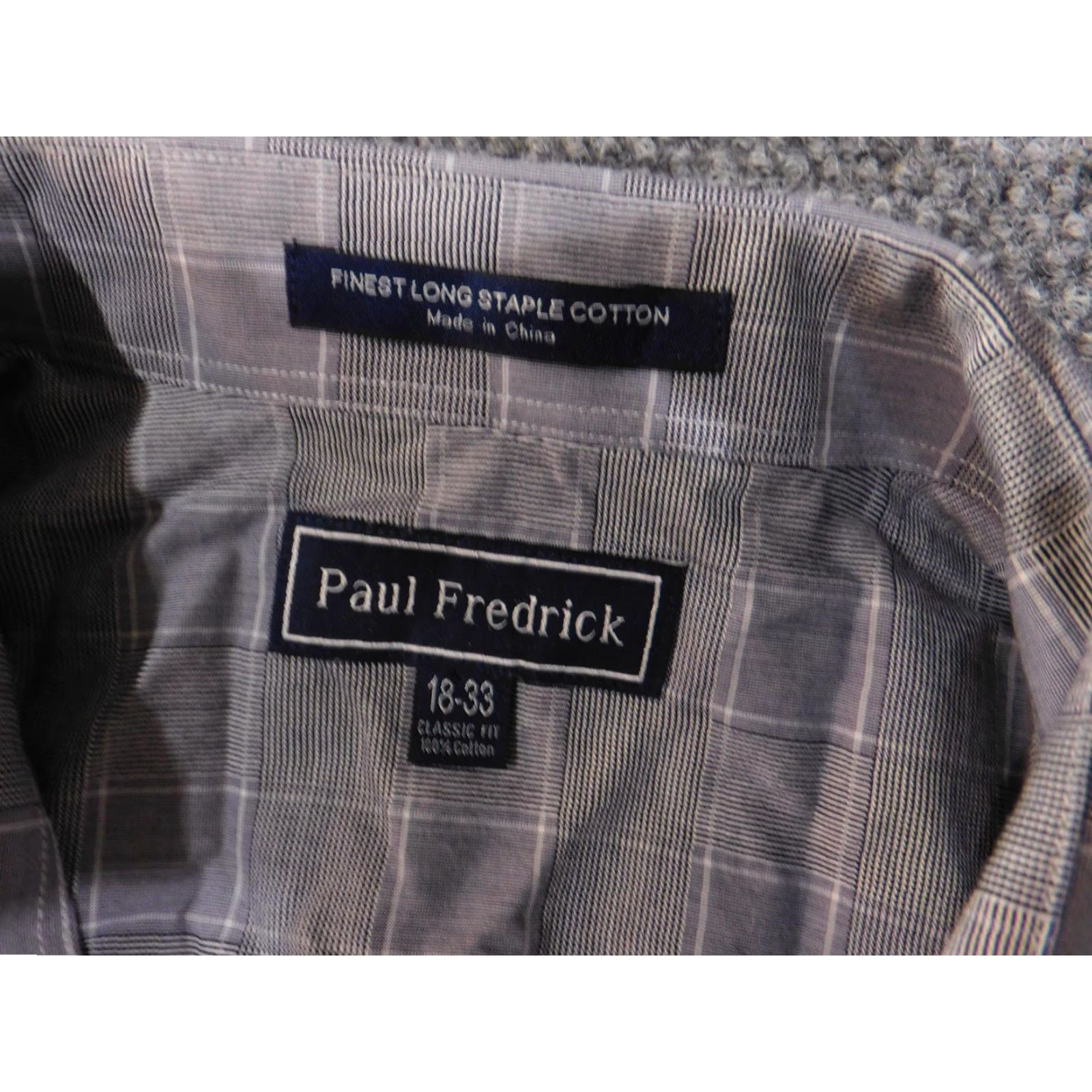 Vintage Paul Fredrick Shirt Mens 18-33 Gray Plaid Long Sleeve Classic Fit Cotton Dress Shirt Size 48R - 7 Thumbnail