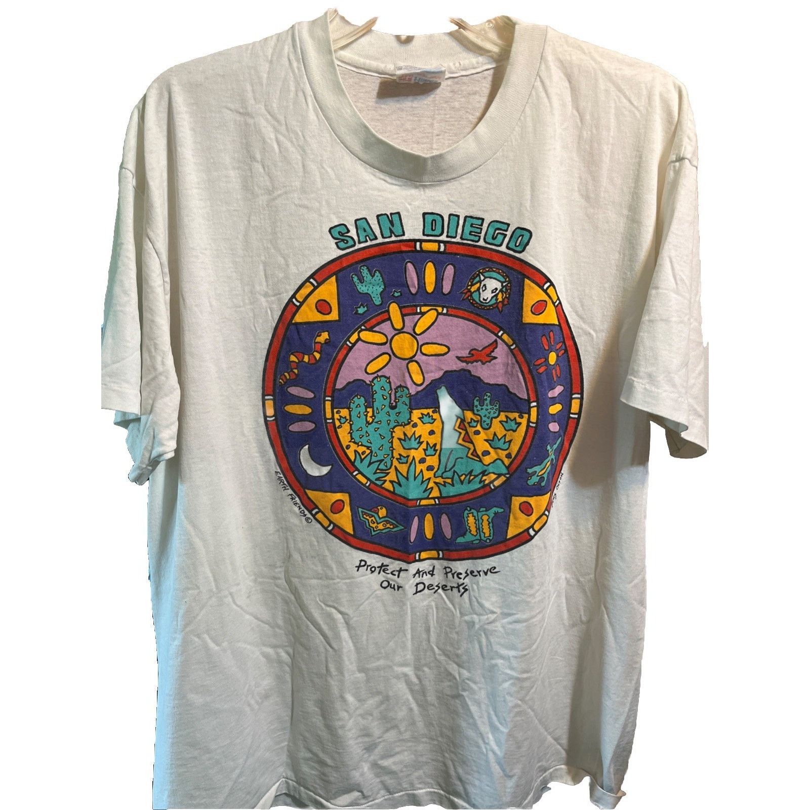 Hanes VTG Earth Friends Protect Deserts Tee XL San Diego Cotton Size US XL / EU 56 / 4 - 1 Thumbnail