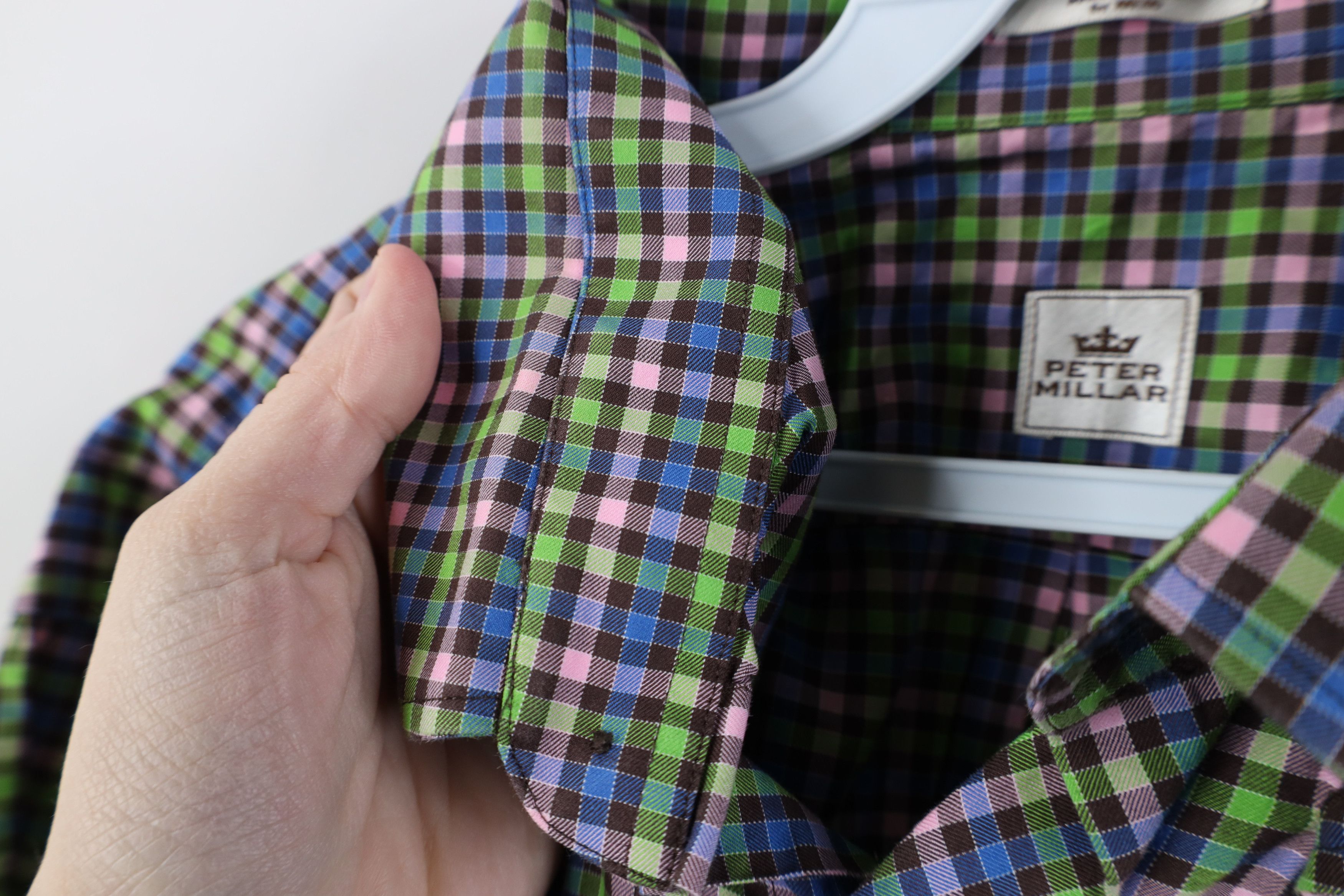 Peter Millar Vintage Peter Millar Collared Button Down Dress Shirt Plaid Size US L / EU 52-54 / 3 - 9 Thumbnail