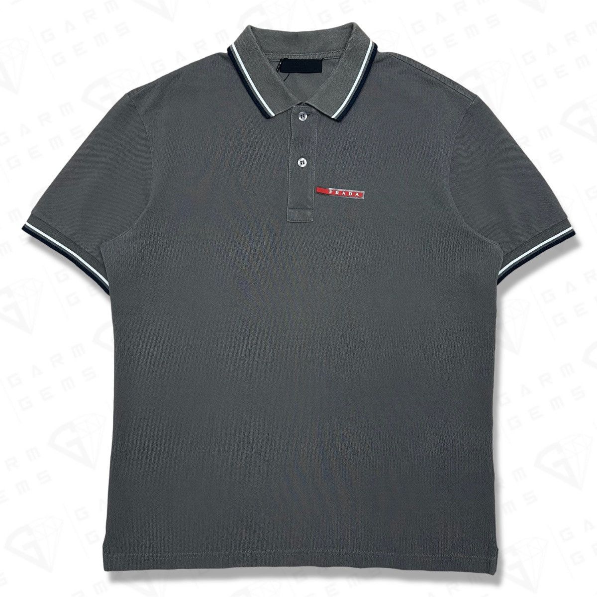image of Prada Logo Polo Shirt in Khaki, Men's (Size Large)