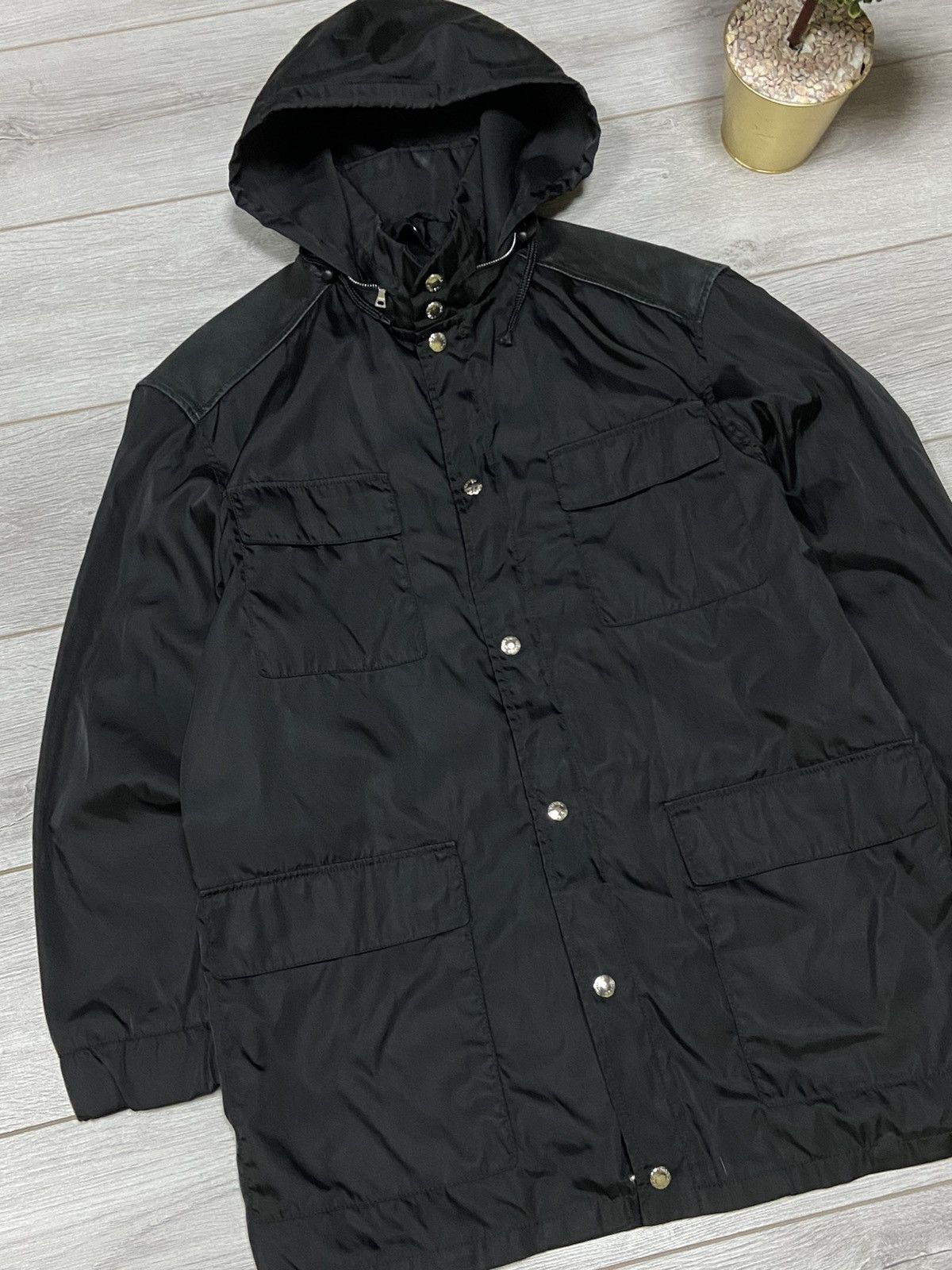 Prada Prada vintage nylon leather jacket hooded Size US L / EU 52-54 / 3 - 4 Thumbnail