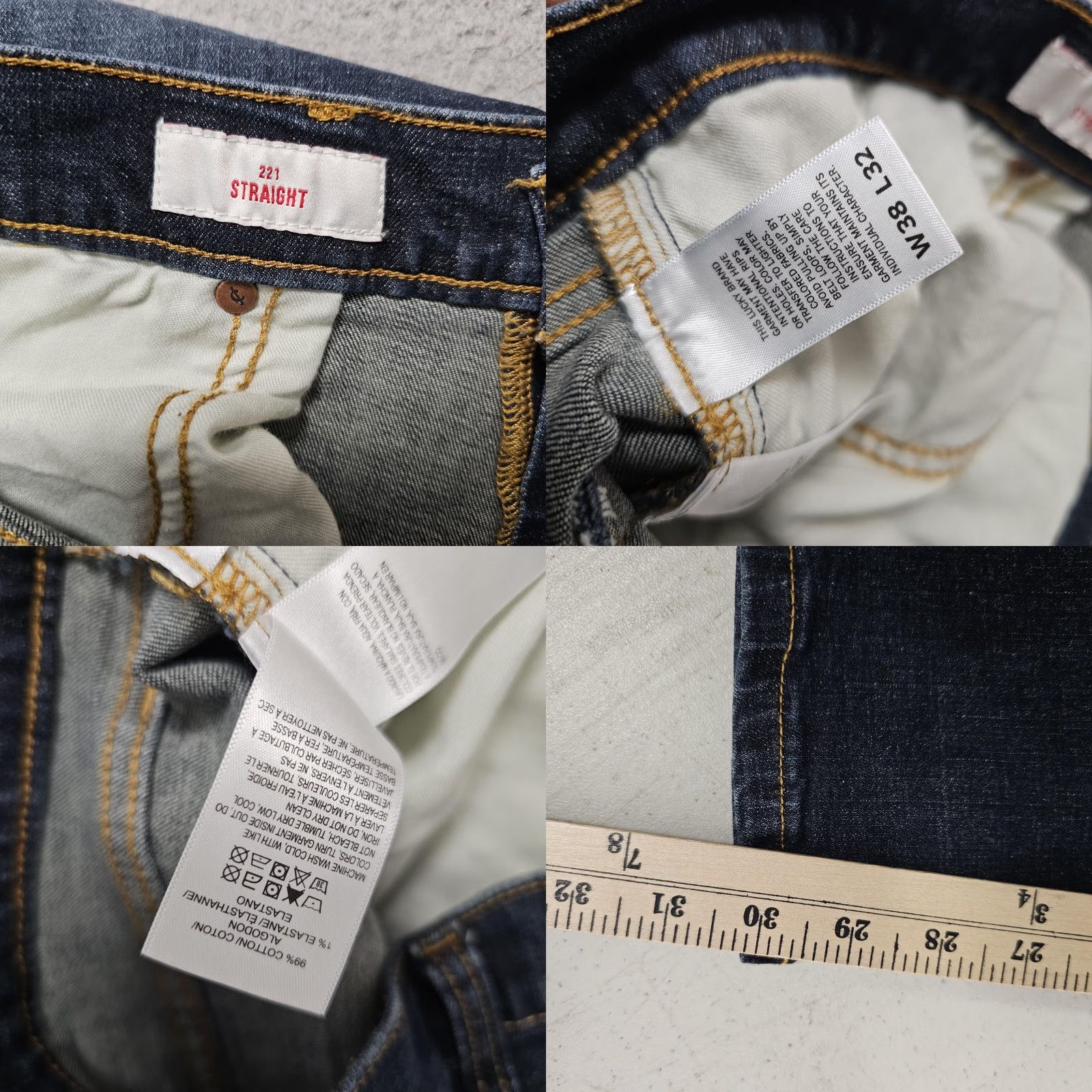 Lucky Brand Lucky Brand Jeans 221 Straight Mens 38x30 Regular Fit Blue Medium Wash Stretch Denim Size US 38 / EU 54 - 8 Thumbnail