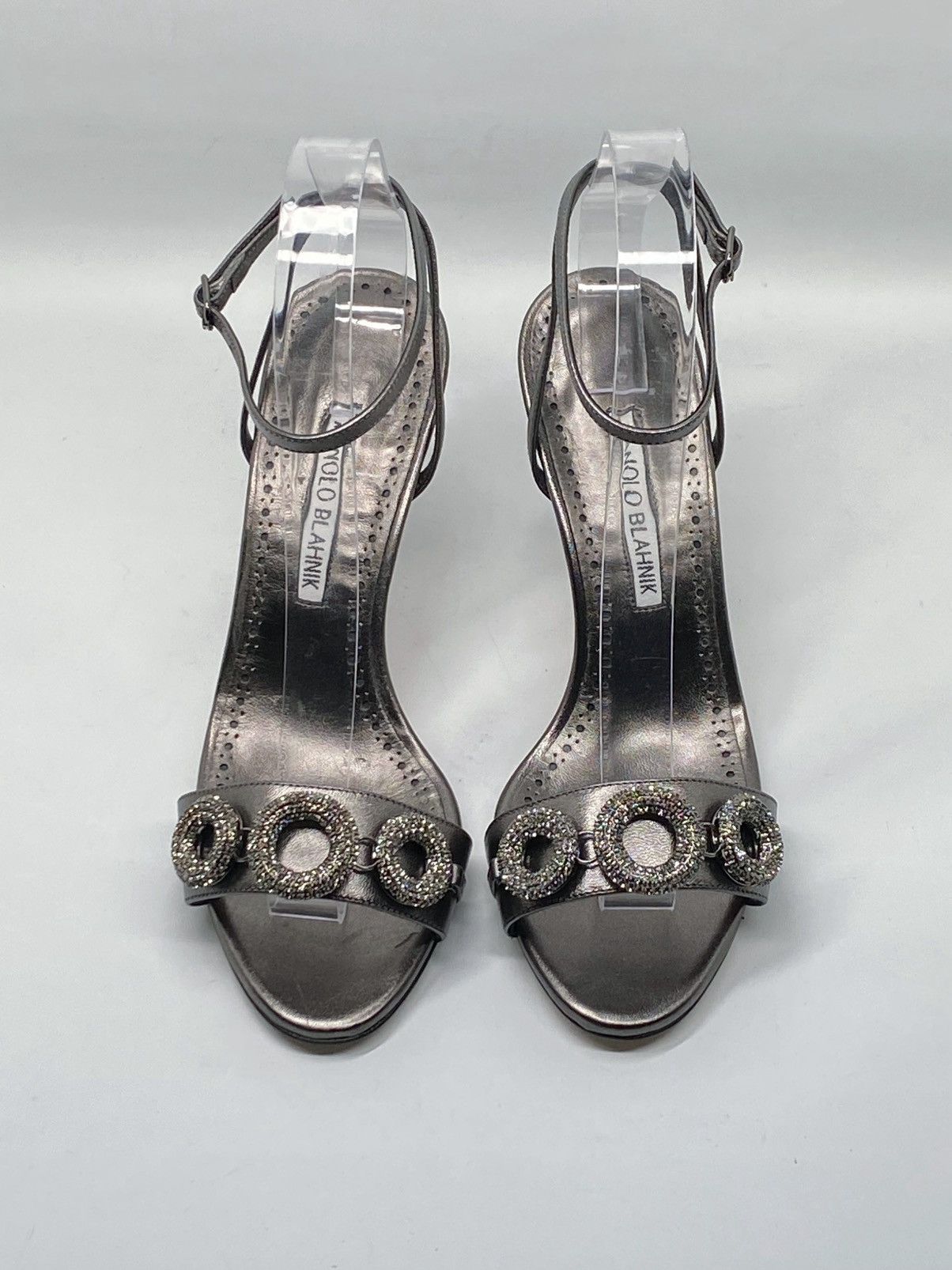 Manolo Blahnik Manolo Blahnik Crystal-Embellished Leather Sandals size 37.5 Size US 7.5 / IT 37.5 - 3 Thumbnail