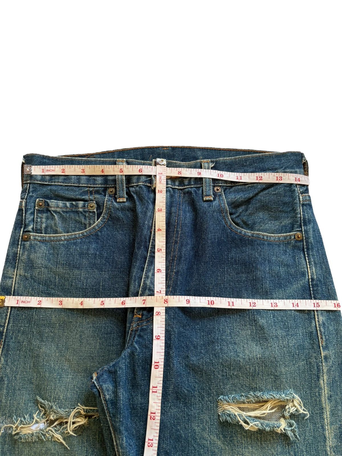 Levi's Vintage 80s Levis 502XX Big E Selvedge Distress Rip Jeans Size US 29 - 14 Thumbnail