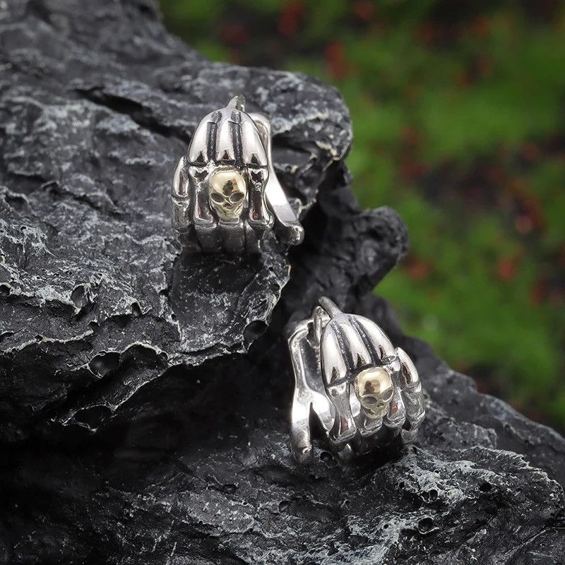 Jewelry × Vintage Gothic Skull Ghost Head Hand Earrings Size ONE SIZE - 5 Thumbnail