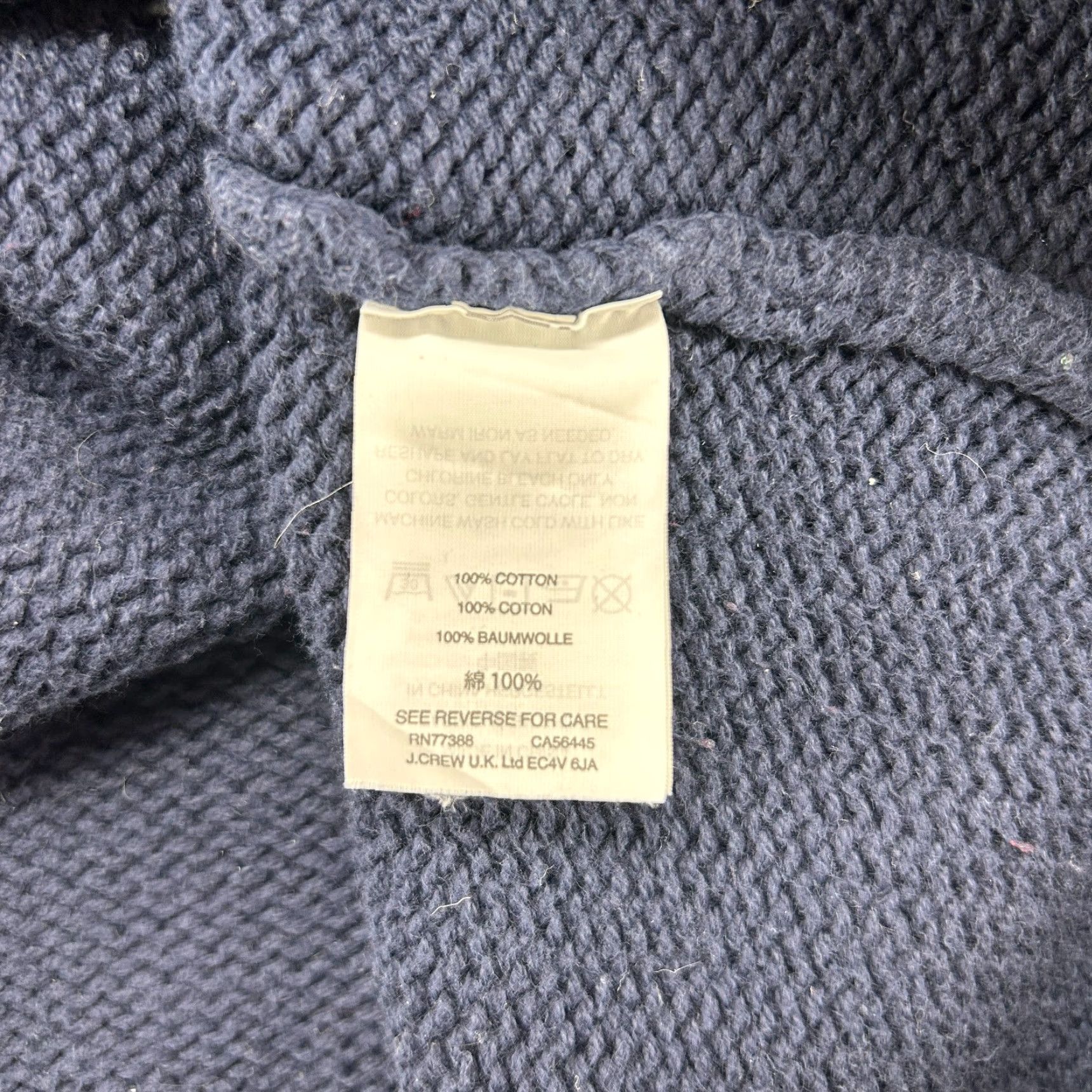 J.Crew J.CREW Sweater Pullover Mens L Blue Navy Mock Neck Fisherman Cable Solid Knit Wool Cotton Night 90s Vintage? Size US L / EU 52-54 / 3 - 5 Thumbnail
