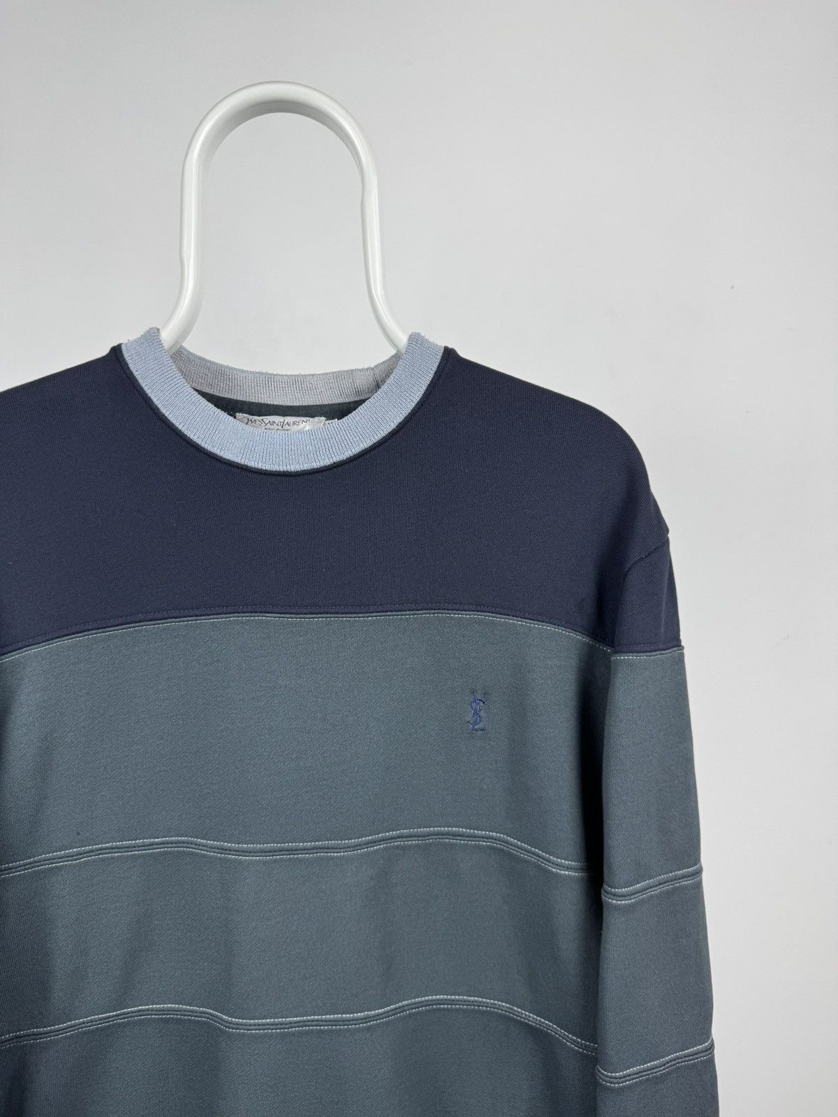 Yves Saint Laurent Vintage Yves Saint Lauren Garment Dyed Striped Sweatshirt Size US M / EU 48-50 / 2 - 2 Thumbnail